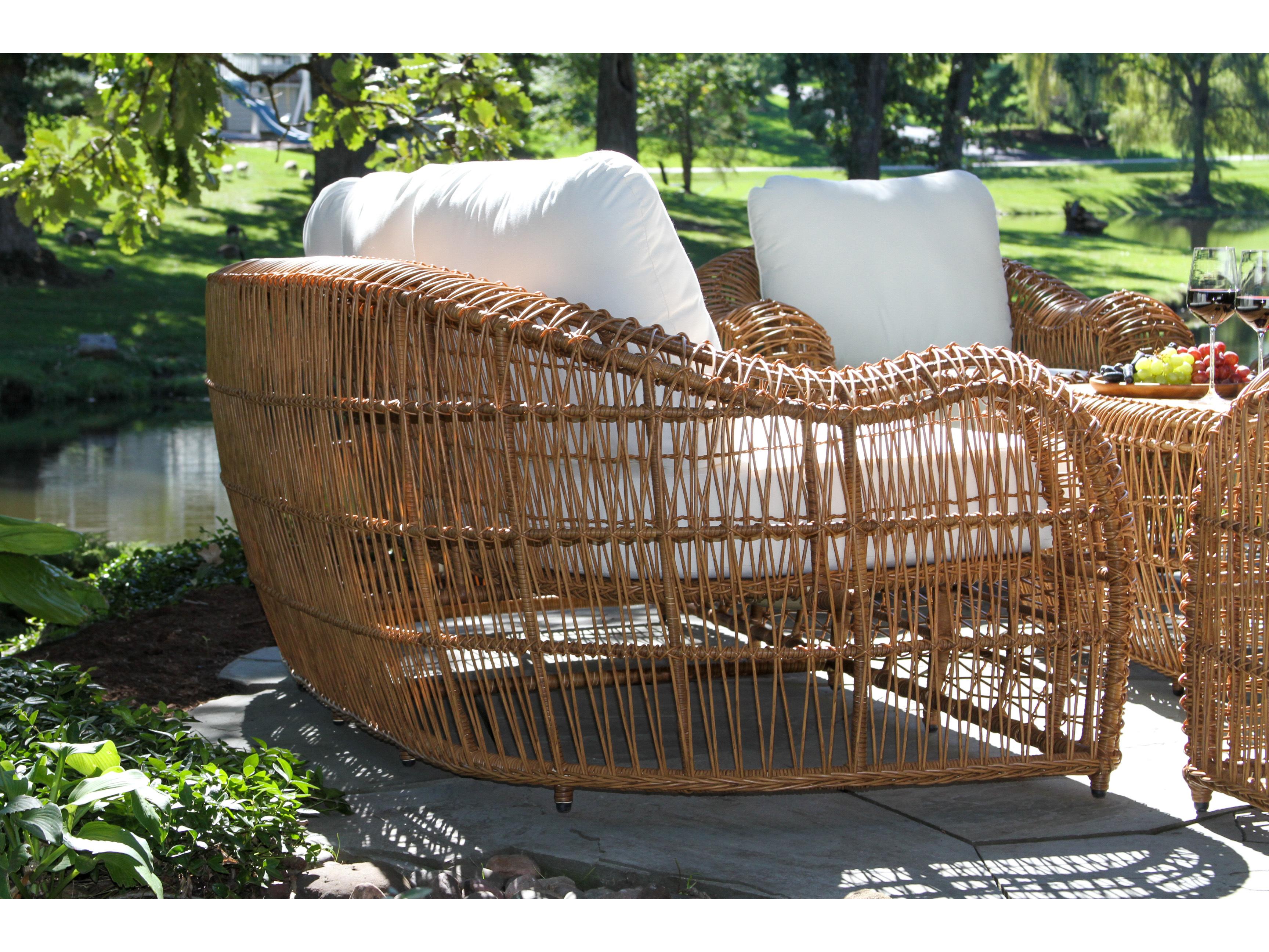 Outdoor Interiors On the Vine Wicker Sofa w Sunbrella