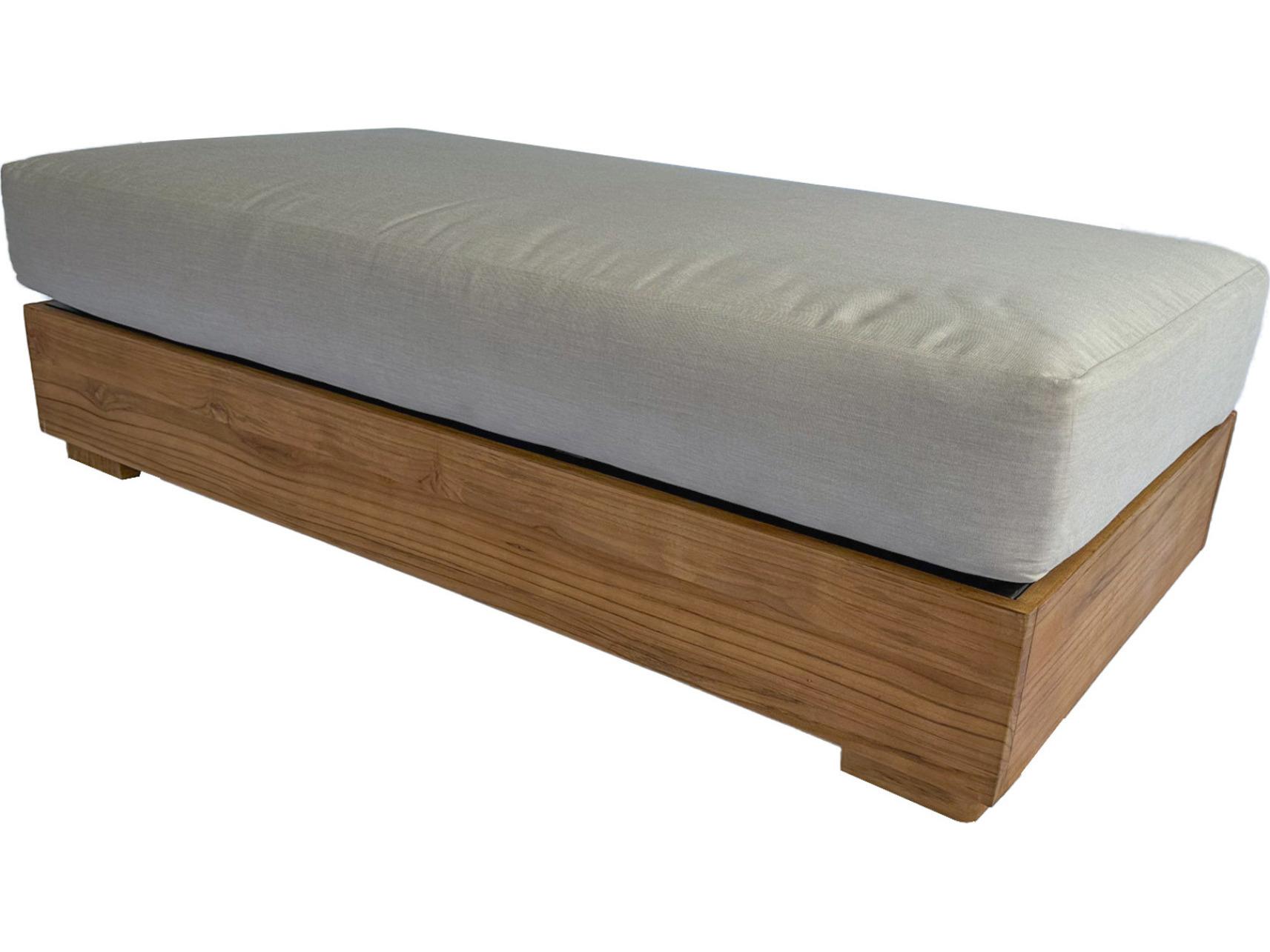 Outdoor Interiors Teak Ottoman w Sunbrella