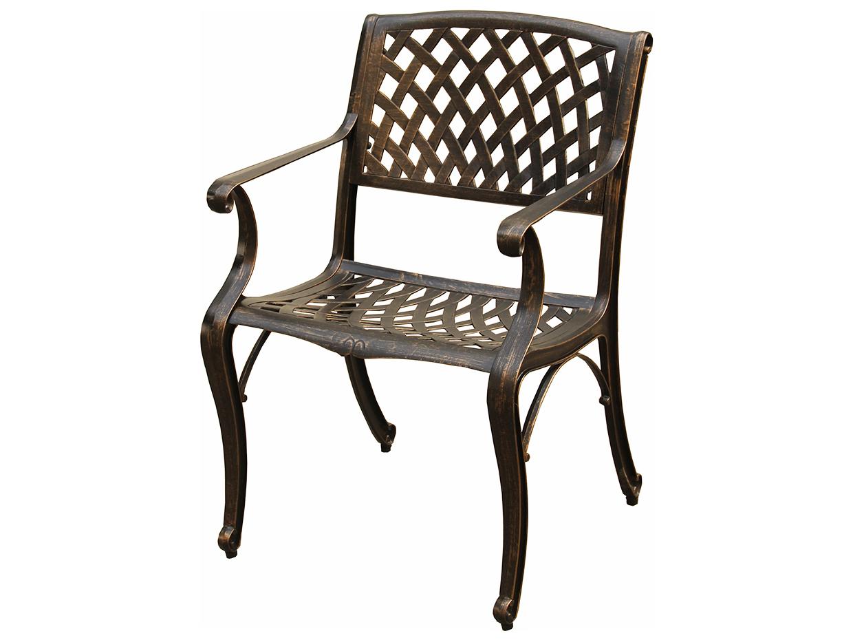Oakland Living Mesh Ornate Bronze Aluminum Outdoor Patio Dining Arm Chair