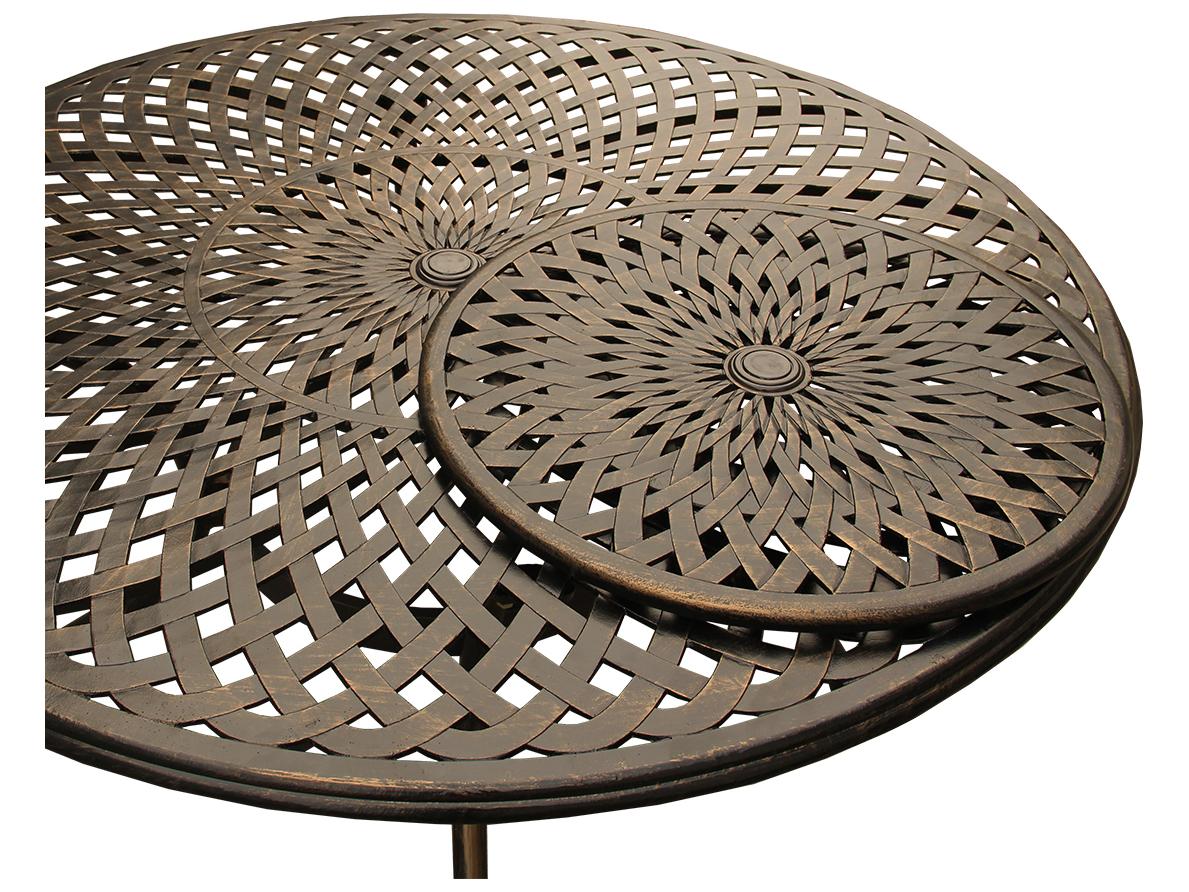 Oakland Living Mesh Modern Aluminum Bronze Round Patio Dining Table with Lazy Susan