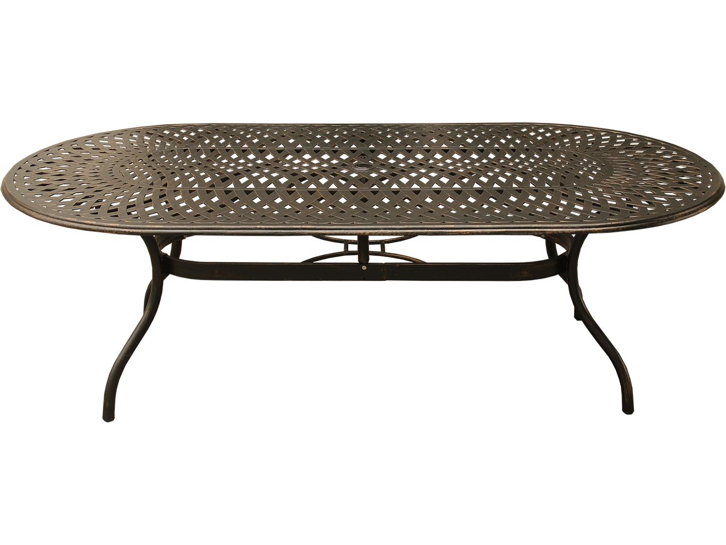 Oakland Living Modern Lattice Aluminum 95 inch Bronze Oval Outdoor Patio Dining Set with Ten Chairs