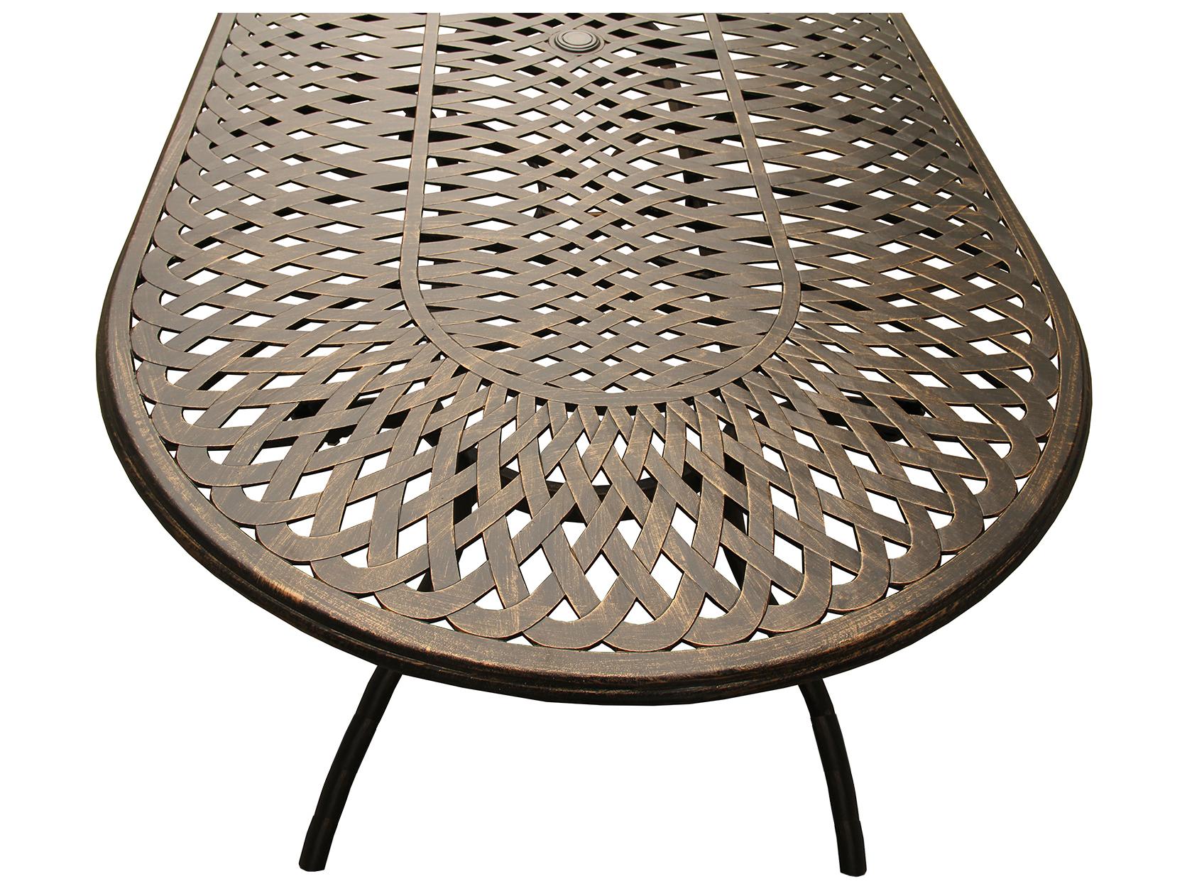 Oakland Living Rose Modern and Lattice Aluminum 95 inch Bronze Oval Outdoor Dining Set with Ten Chairs