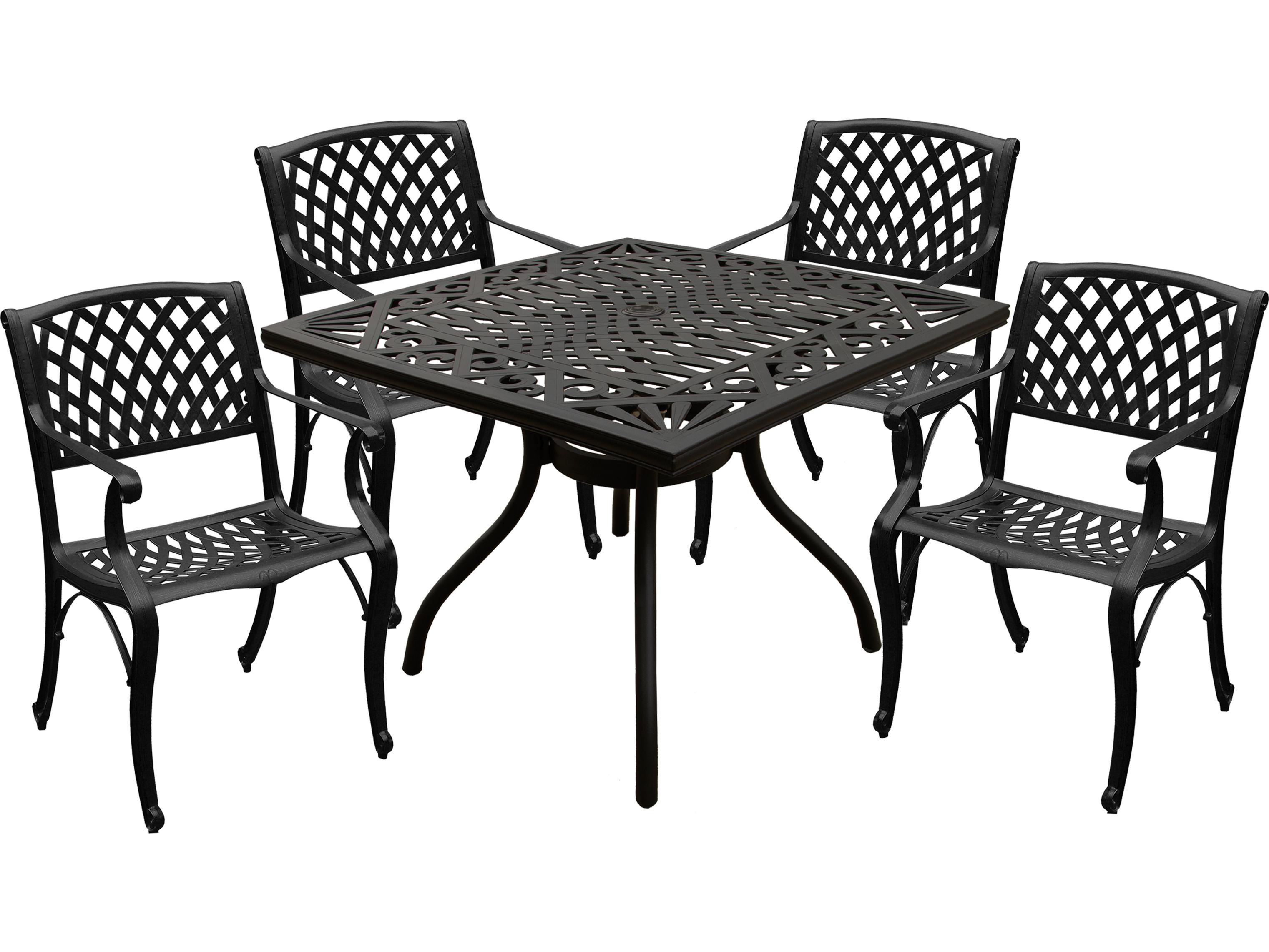 Oakland Living Modern Aluminum 37'' Black Square Patio Dining Set with Four Chairs