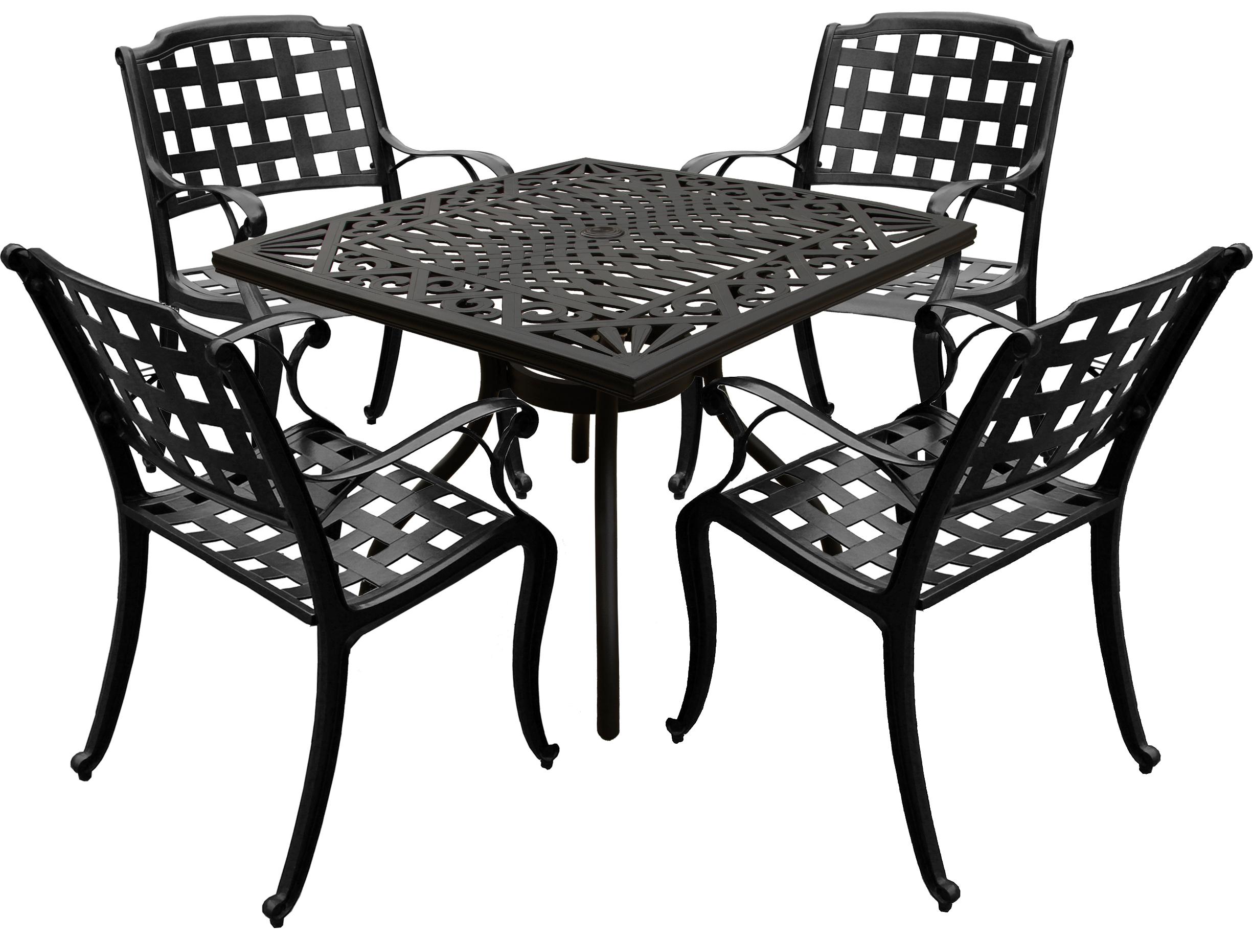 Oakland Living Modern Aluminum 37'' Black Square Outdoor Dining Set with Four Chairs