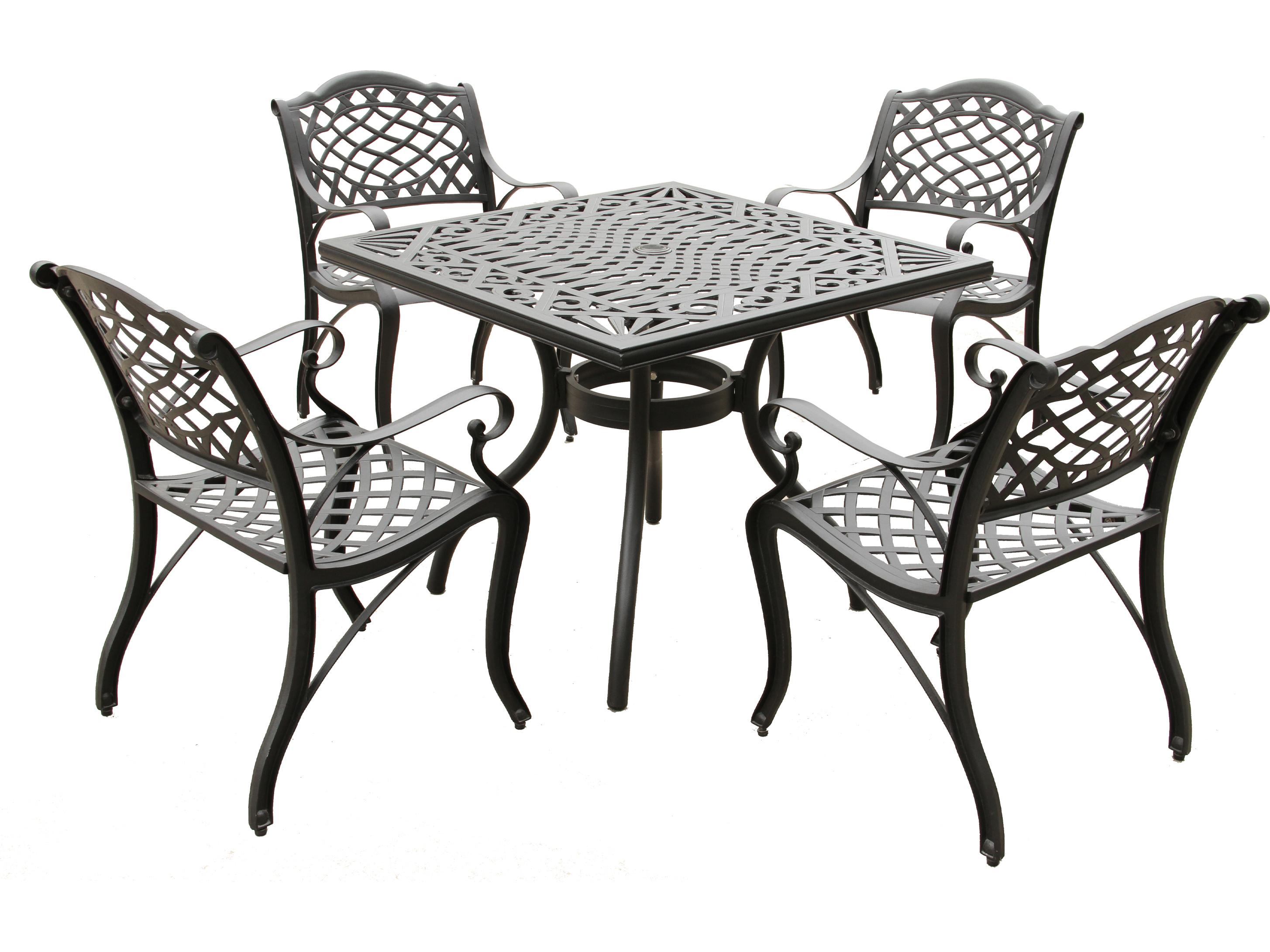 Oakland Living Modern Aluminum 37'' Black Square Patio Dining Set with Four Chairs