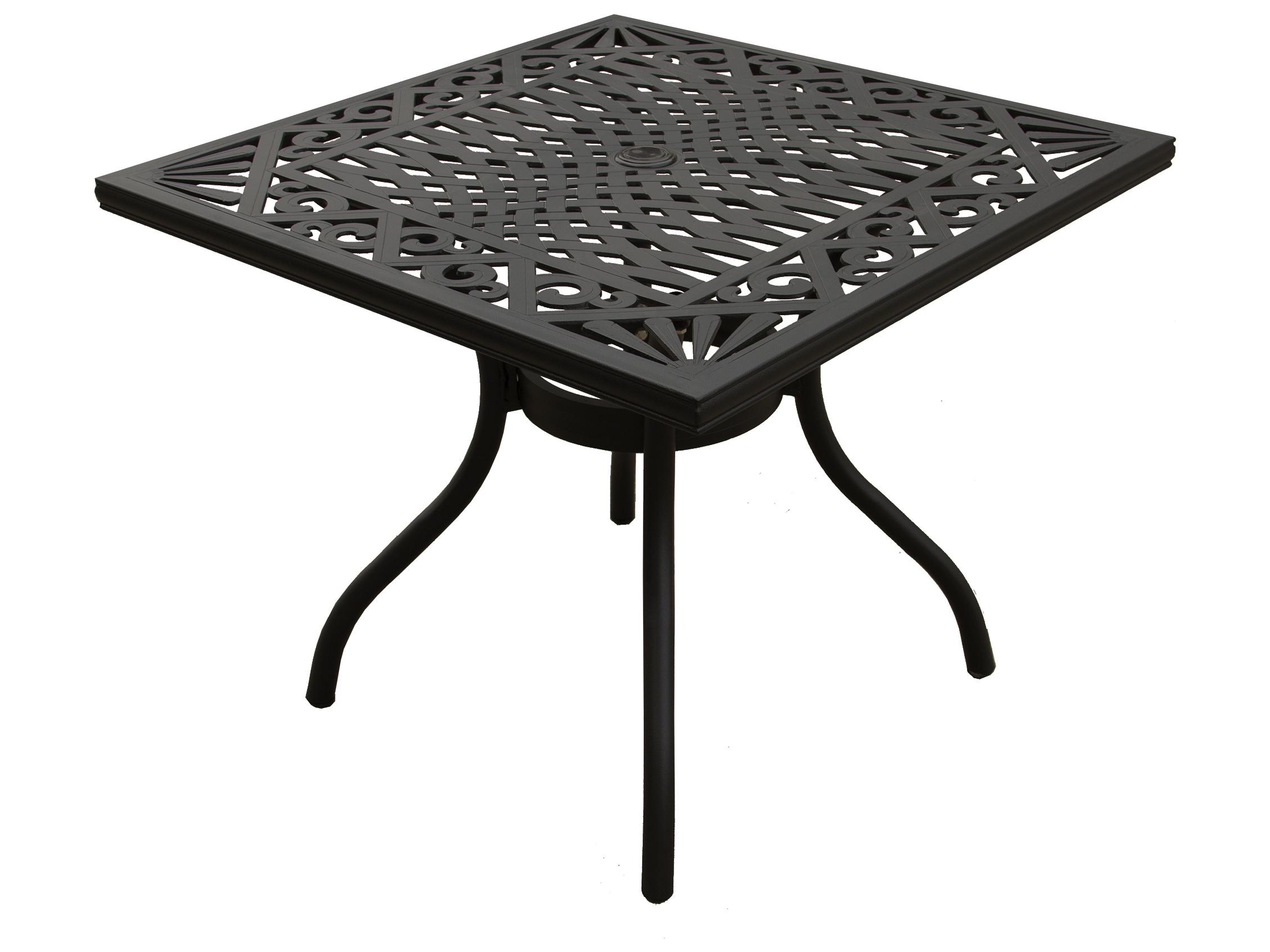 Oakland Living Modern Aluminum 37'' Black Square Patio Dining Set with Four Chairs