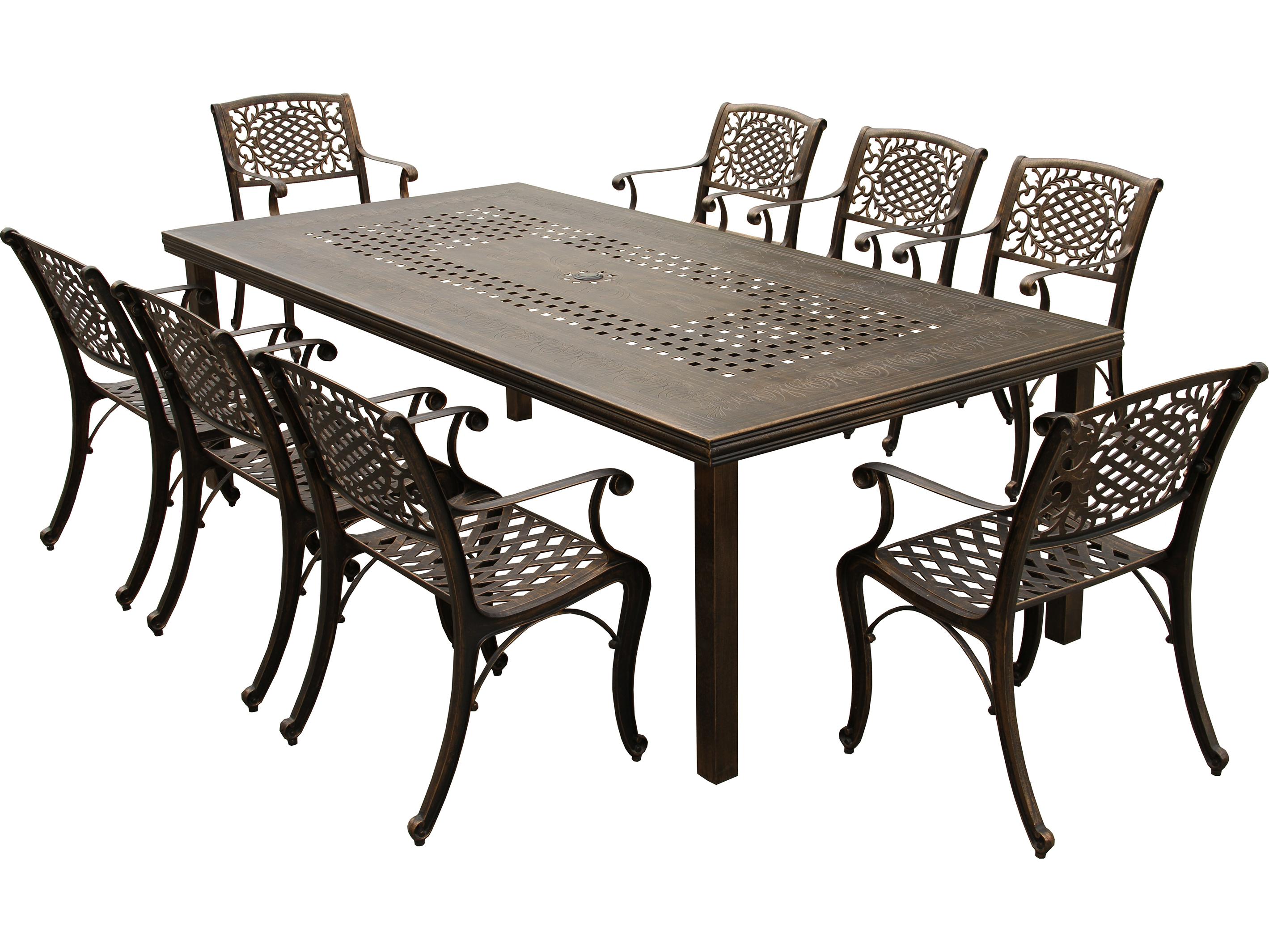 Oakland Living Modern Lattice Aluminum 95'' Bronze Large Rectangular Outdoor Patio Dining Set with Eight Arm Chairs