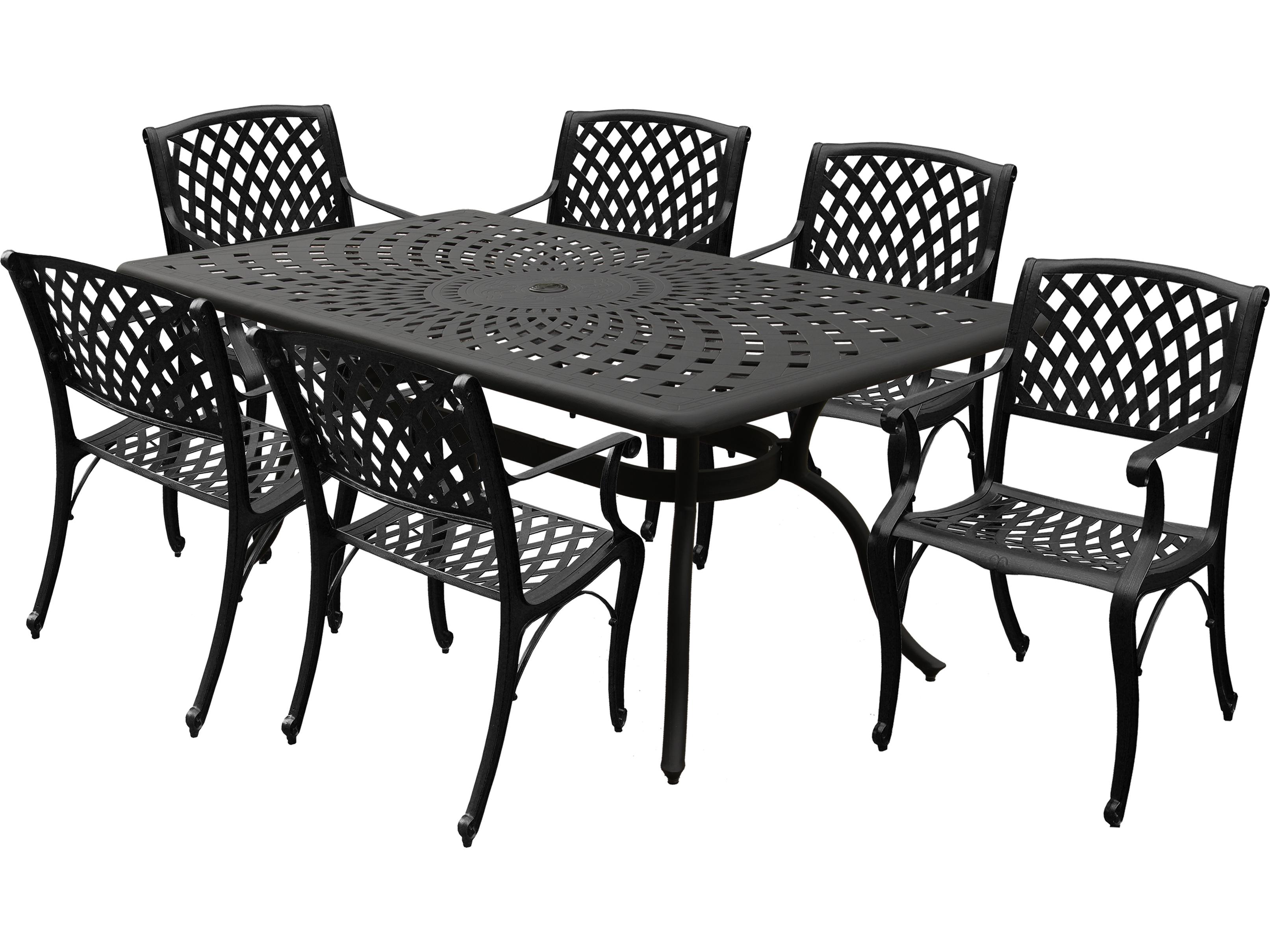 Oakland Living Modern Aluminum 67'' Black Rectangular Outdoor Dining Set with Six Chairs