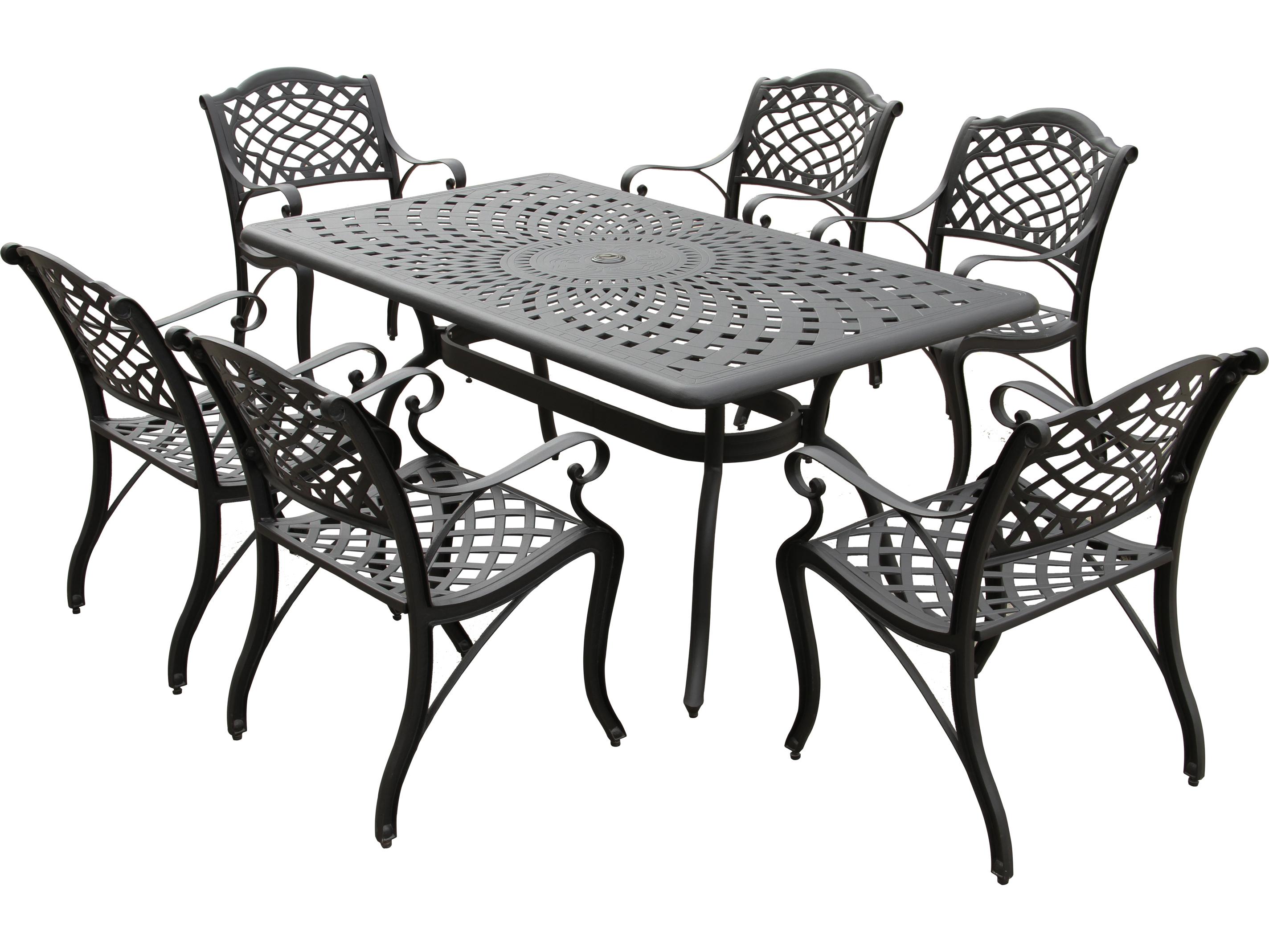 Oakland Living Modern Aluminum 67'' Black Rectangular Outdoor Dining Set with Six Chairs