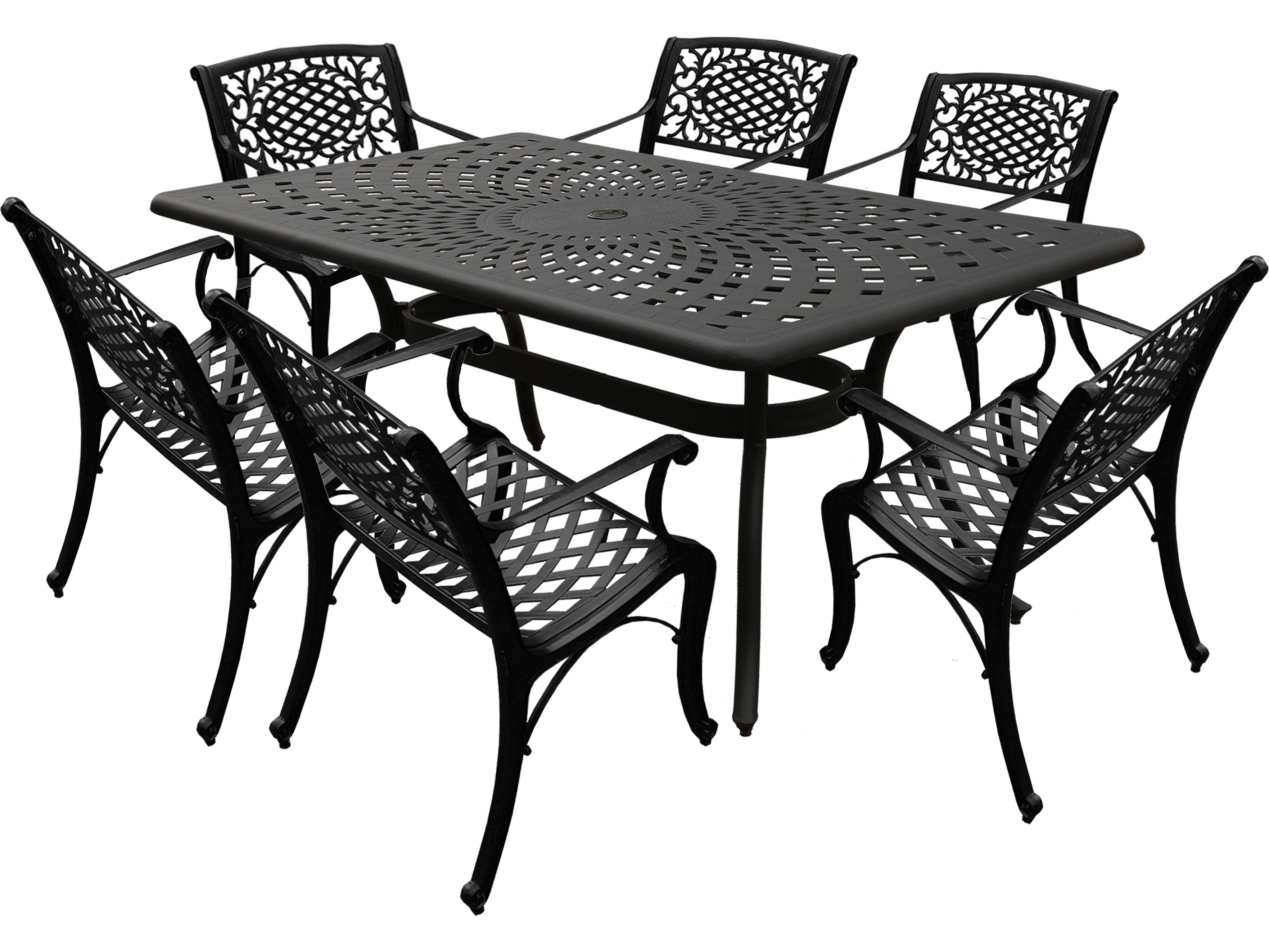 Oakland Living Modern Aluminum 67'' Black Rectangular Patio Dining Set with Six Chairs