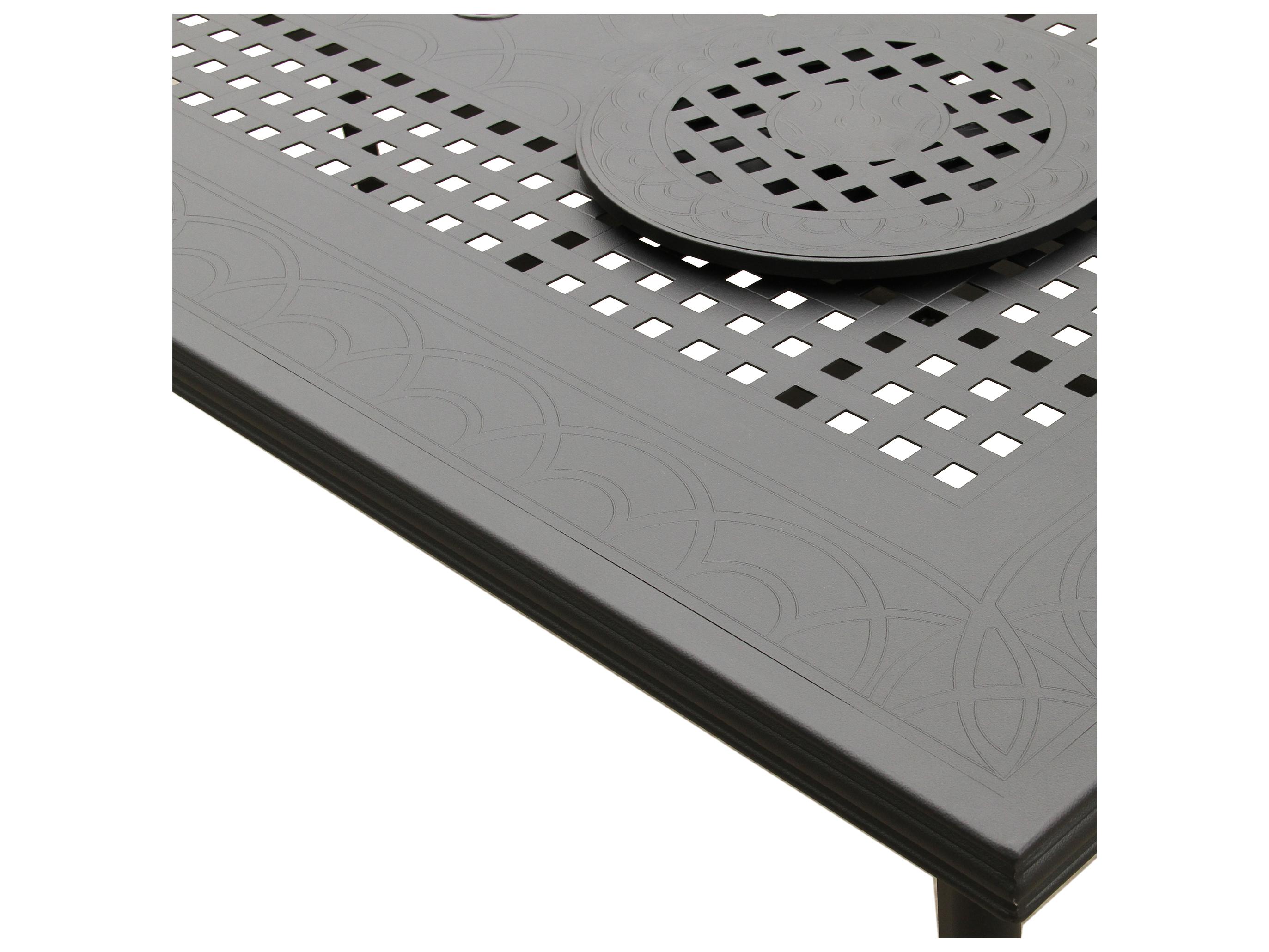 Oakland Living Modern Aluminum 84'' Large Black Rectangular Outdoor Patio Dining Set with Two Lazy Susans and Eight Chairs