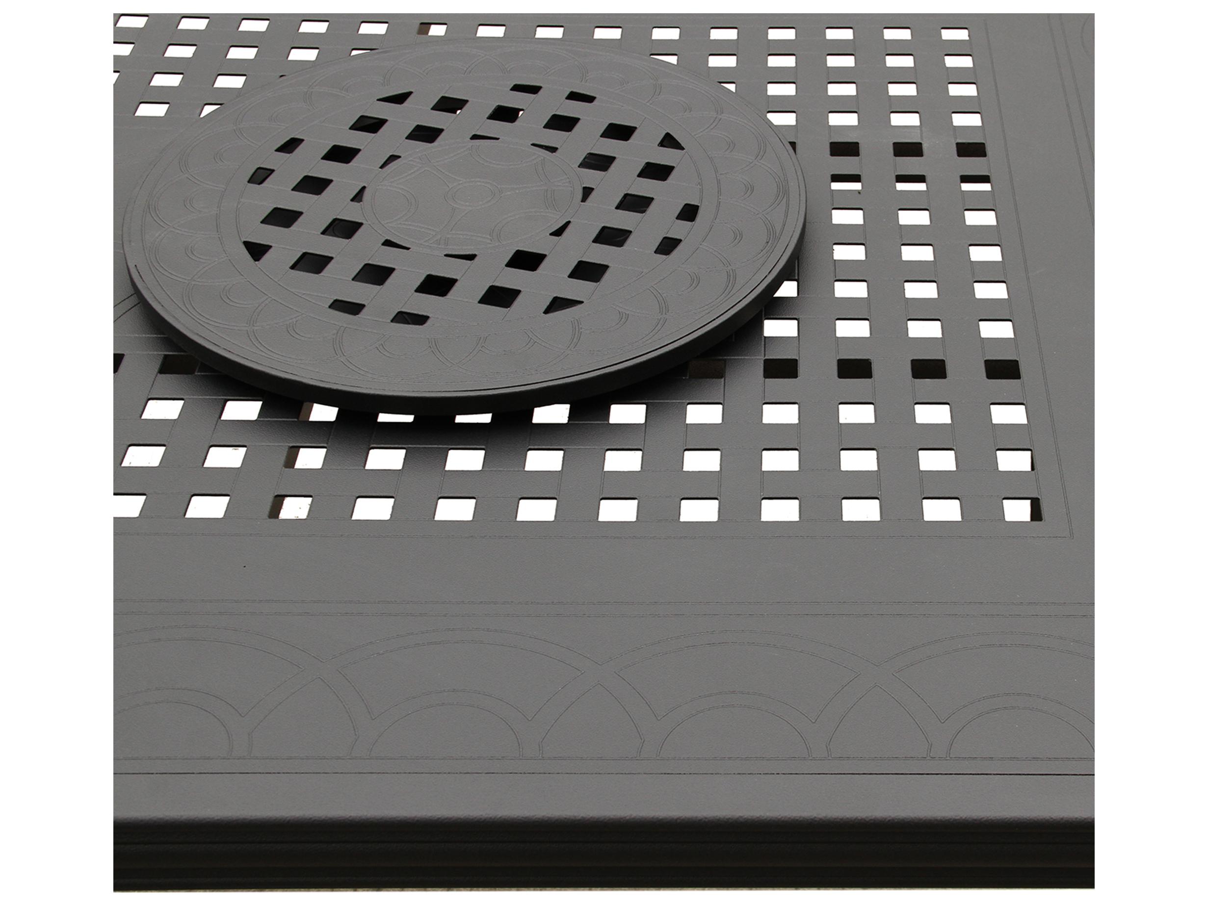 Oakland Living Modern Aluminum Black Rectangle Large Outdoor Dining Table with Two Lazy Susans