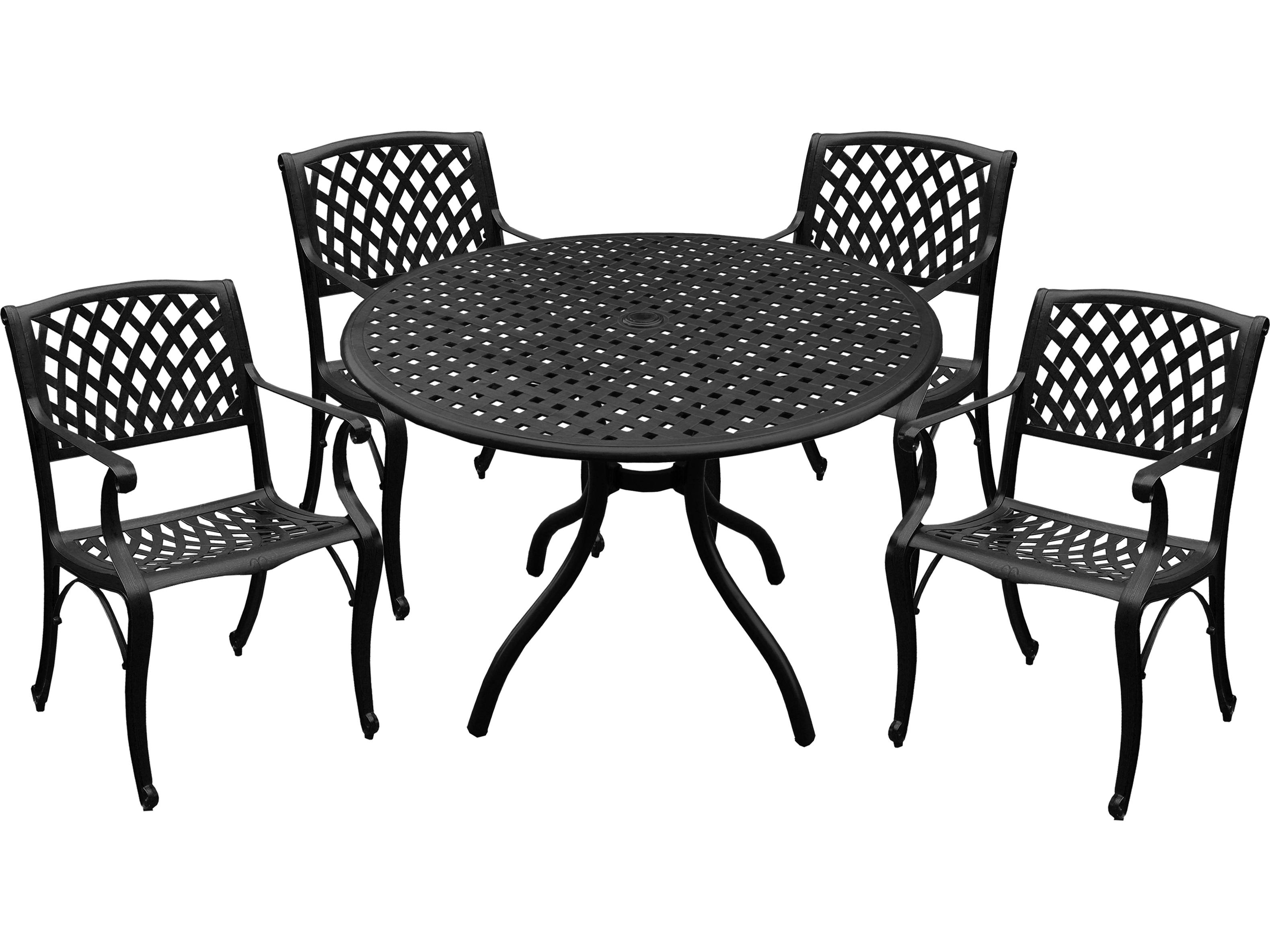 Oakland Living Modern Aluminum 42'' Black Round Outdoor Dining Set with Four Chairs