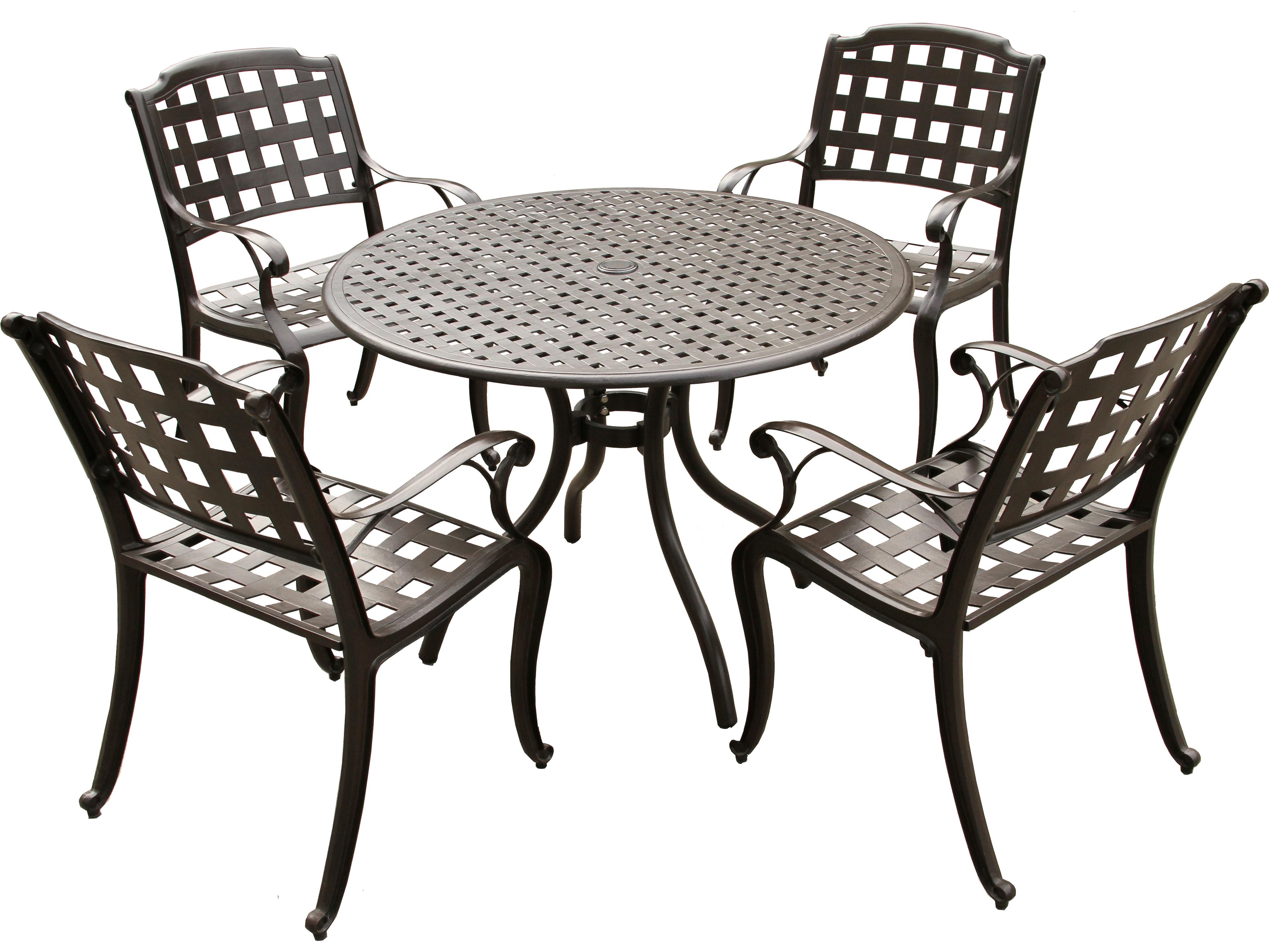 Oakland Living Modern Aluminum 42'' Brown Round Patio Dining Set with Four Chairs