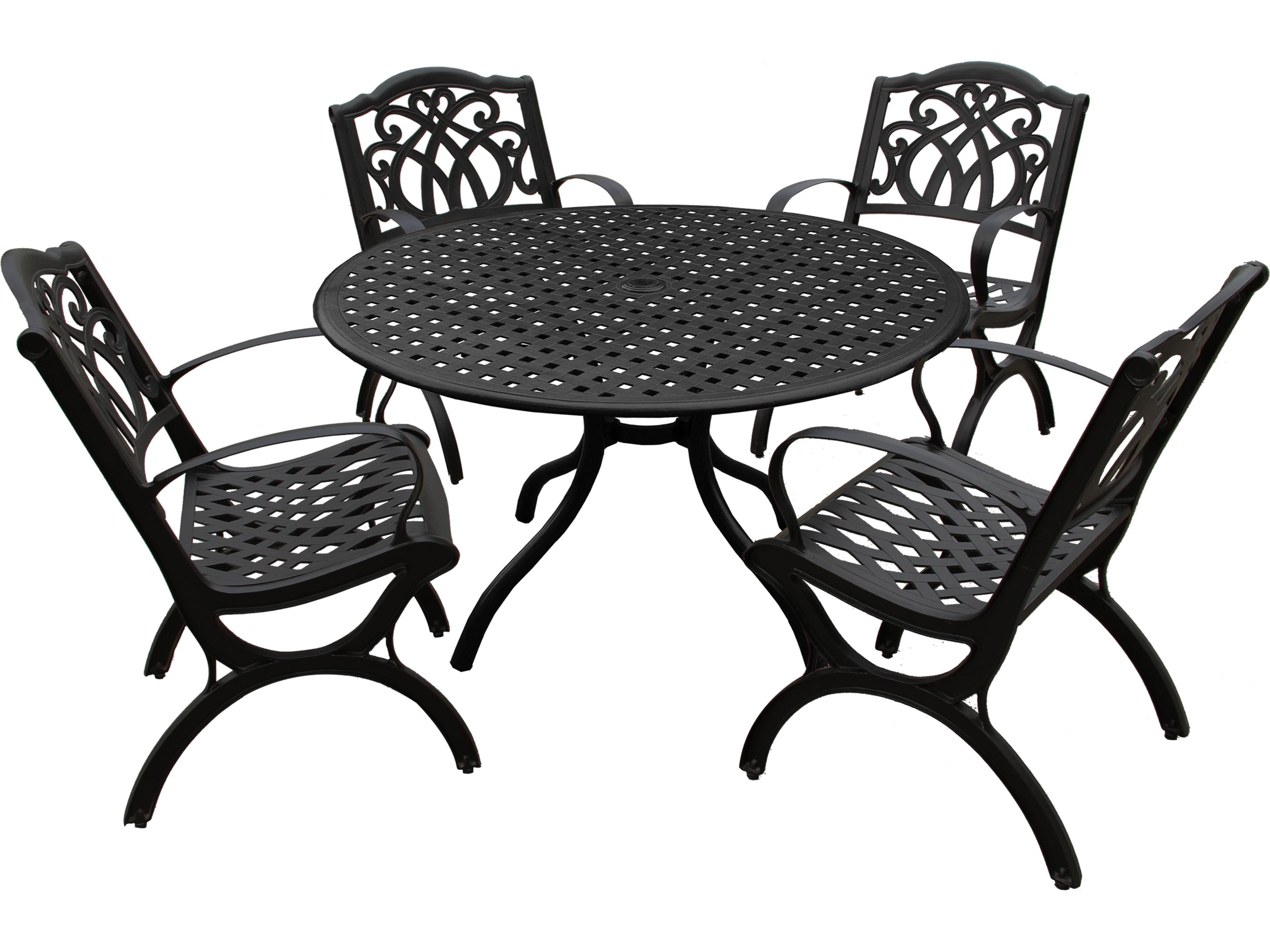Oakland Living Modern Aluminum 42'' Black Round Outdoor Dining Set with Four Chairs