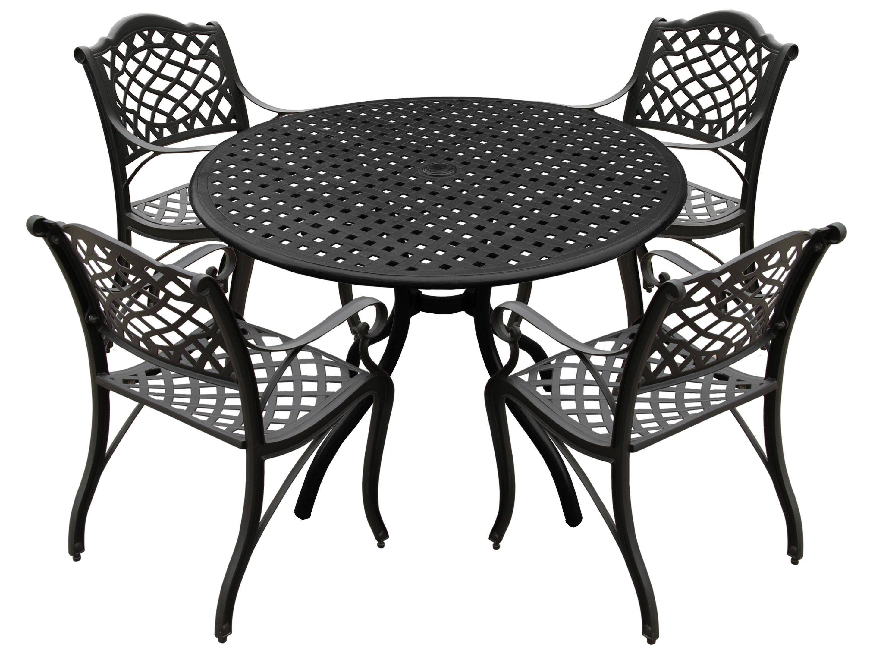 Oakland Living Modern Aluminum 42'' Black Round Outdoor Patio Dining Set with Four Chairs