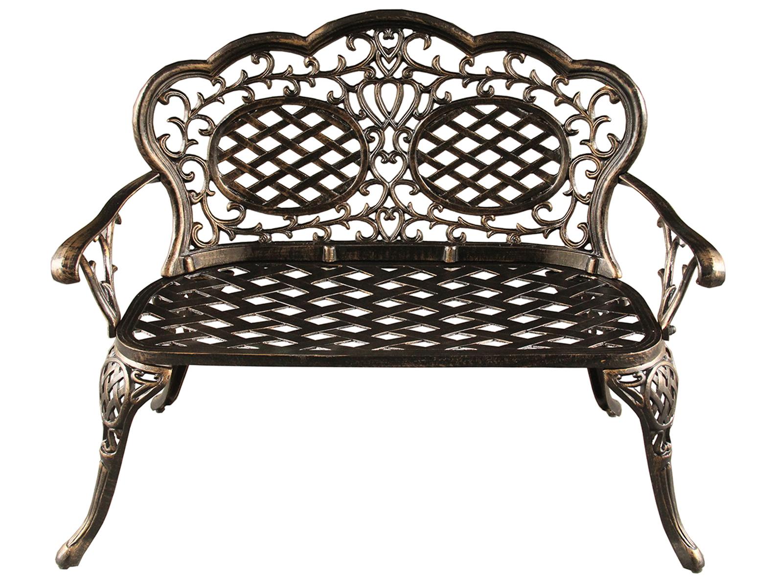 Oakland Living Ornate Traditional Bronze Cast Aluminum Patio Loveseat