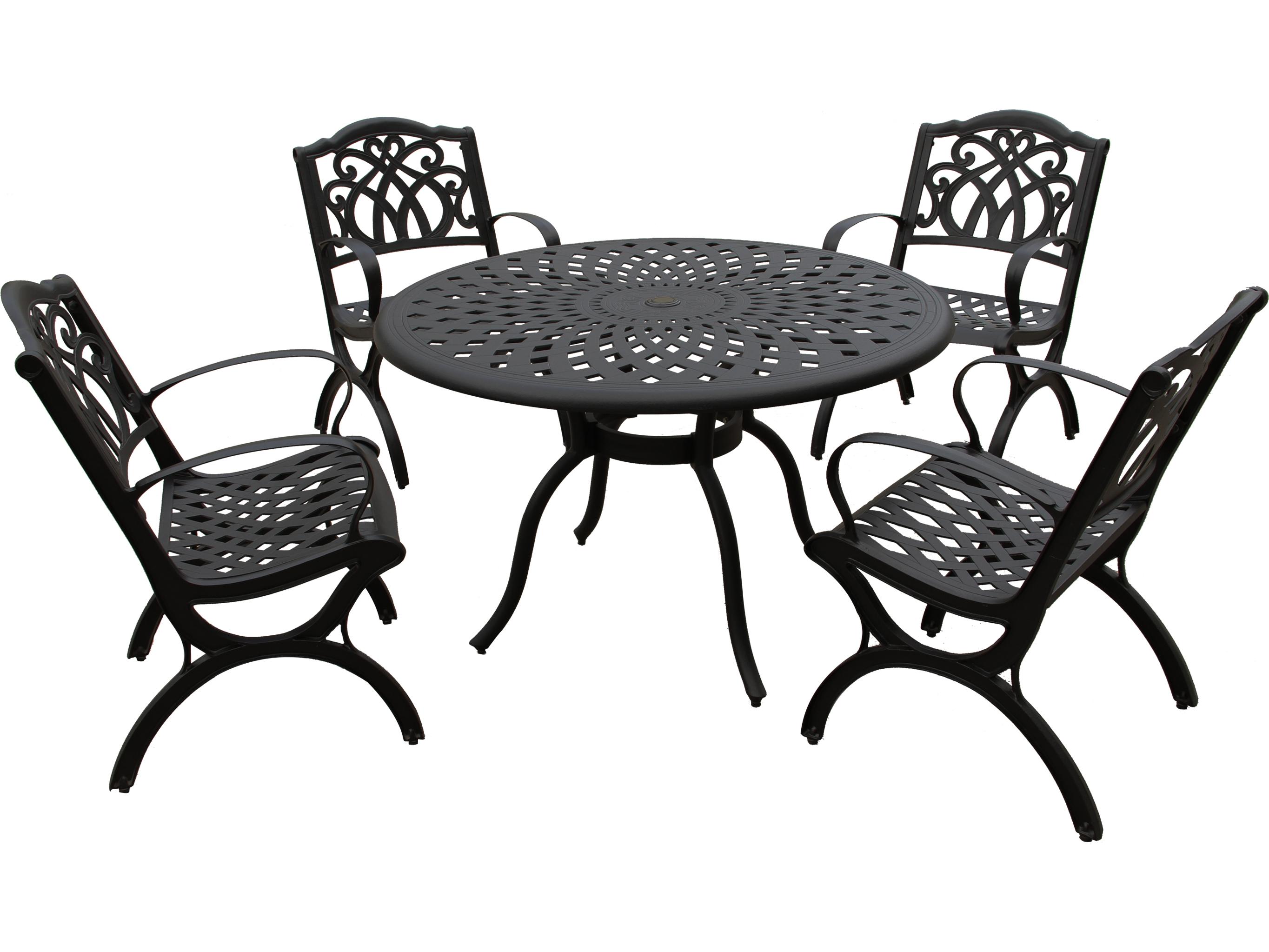 Oakland Living Modern Aluminum 48'' Black Round Outdoor Dining Set with Four Chairs