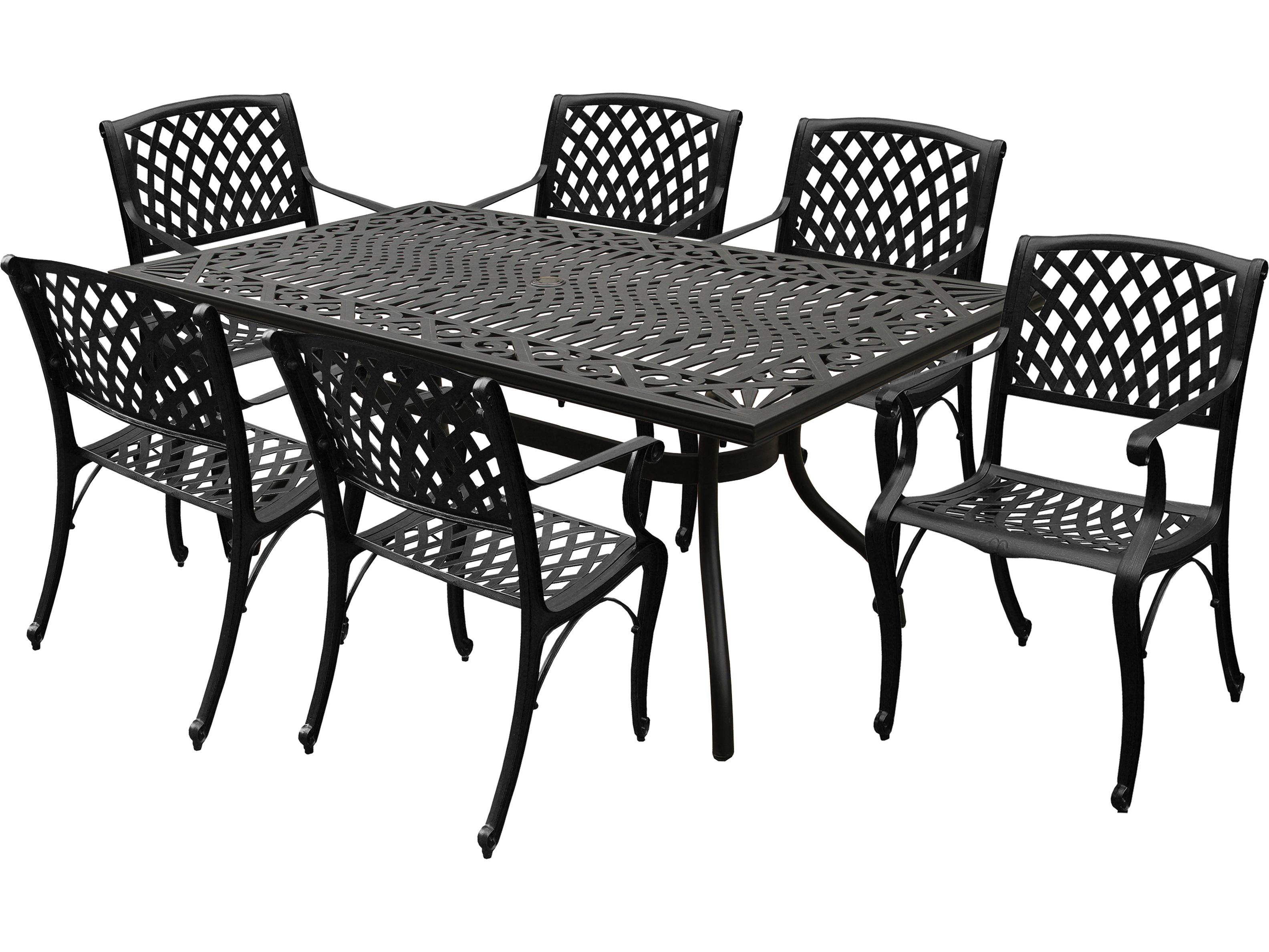 Oakland Living Modern Aluminum 68'' Black Rectangular Patio Dining Set with Six Chairs