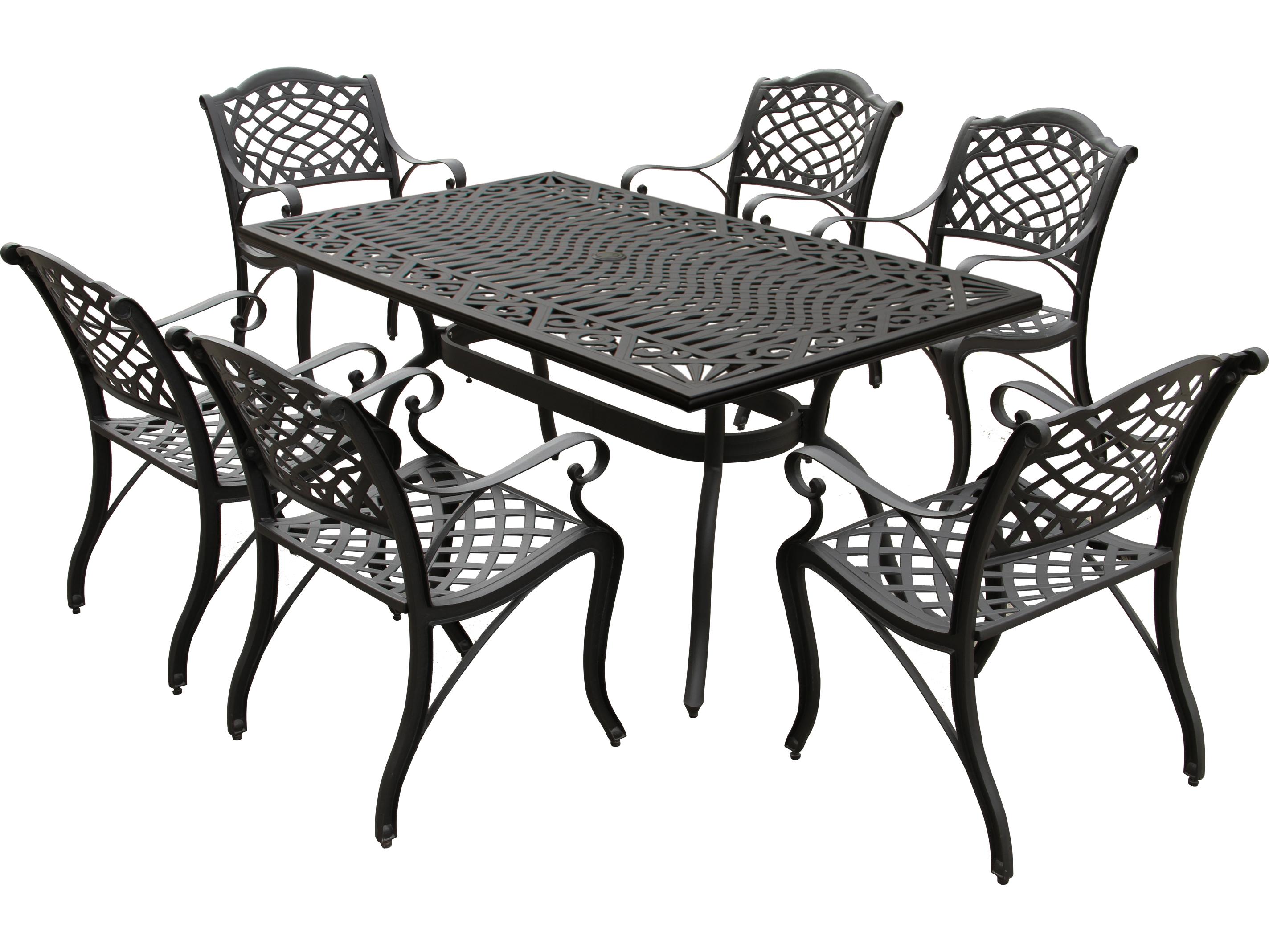 Oakland Living Modern Aluminum 68'' Black Rectangular Patio Dining Set with Six Chairs