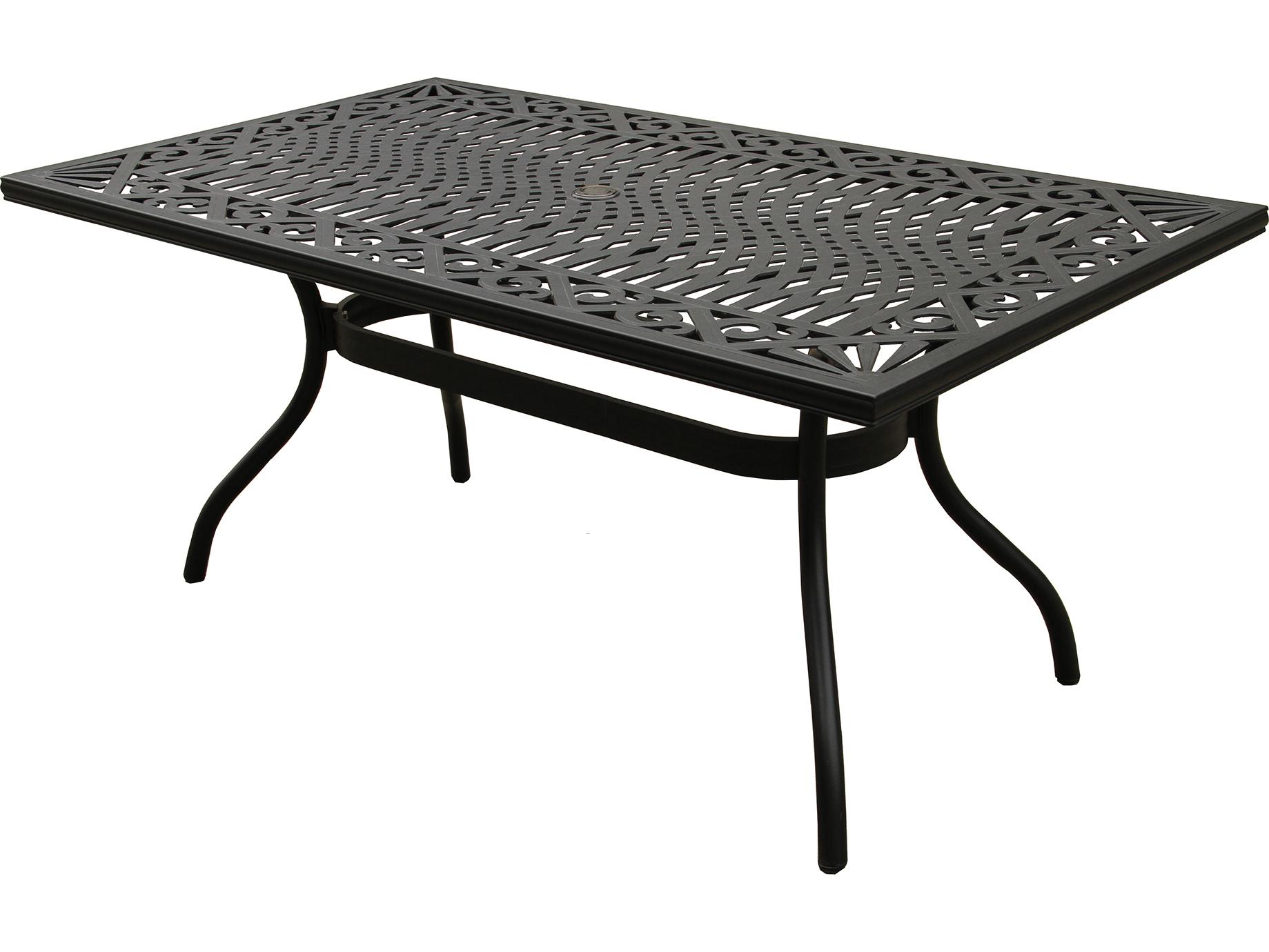 Oakland Living Modern Aluminum 68'' Black Rectangular Outdoor Dining Set with Six Chairs