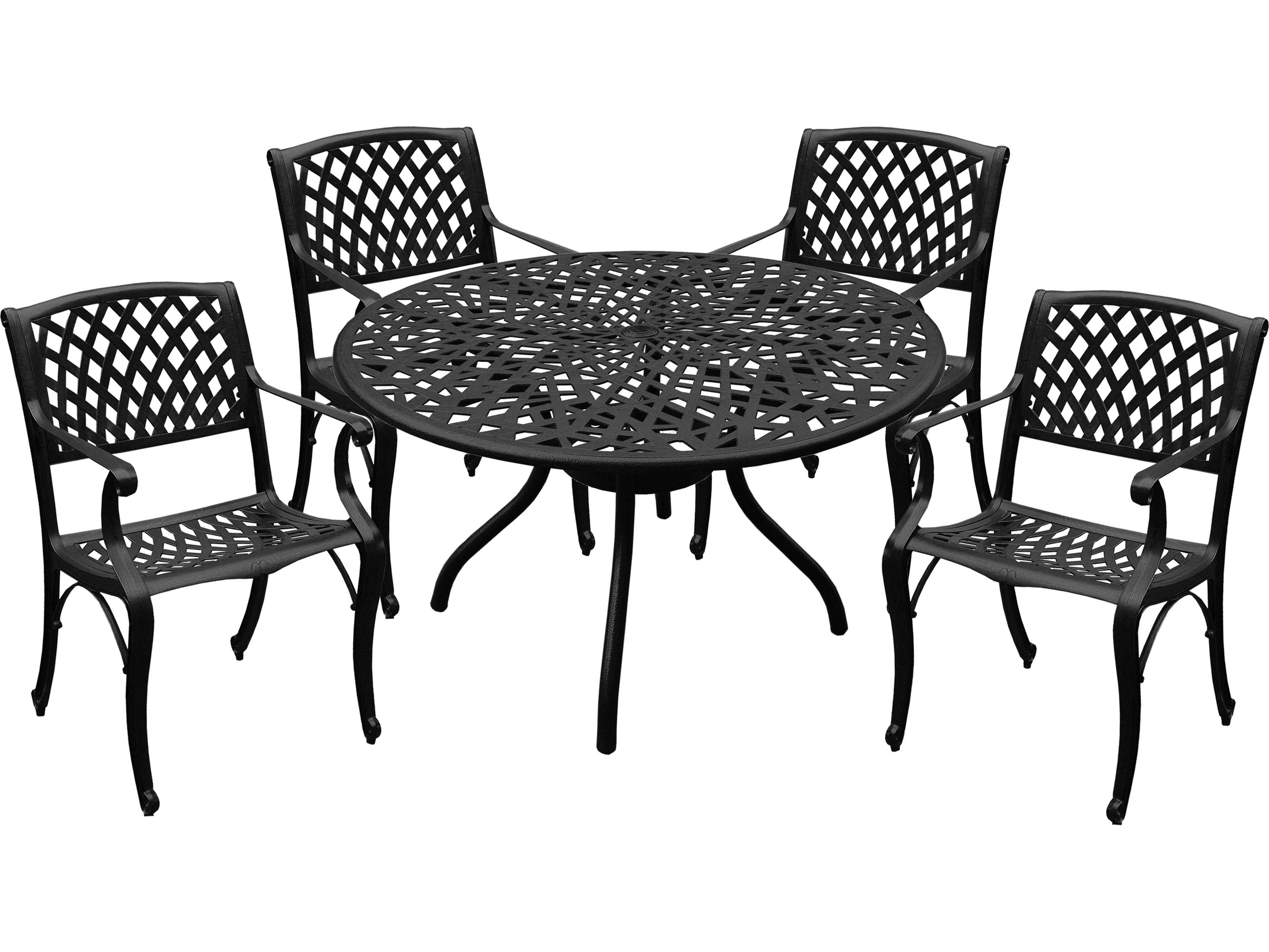 Oakland Living Modern Aluminum 48'' Black Round Patio Dining Set with Four Chairs