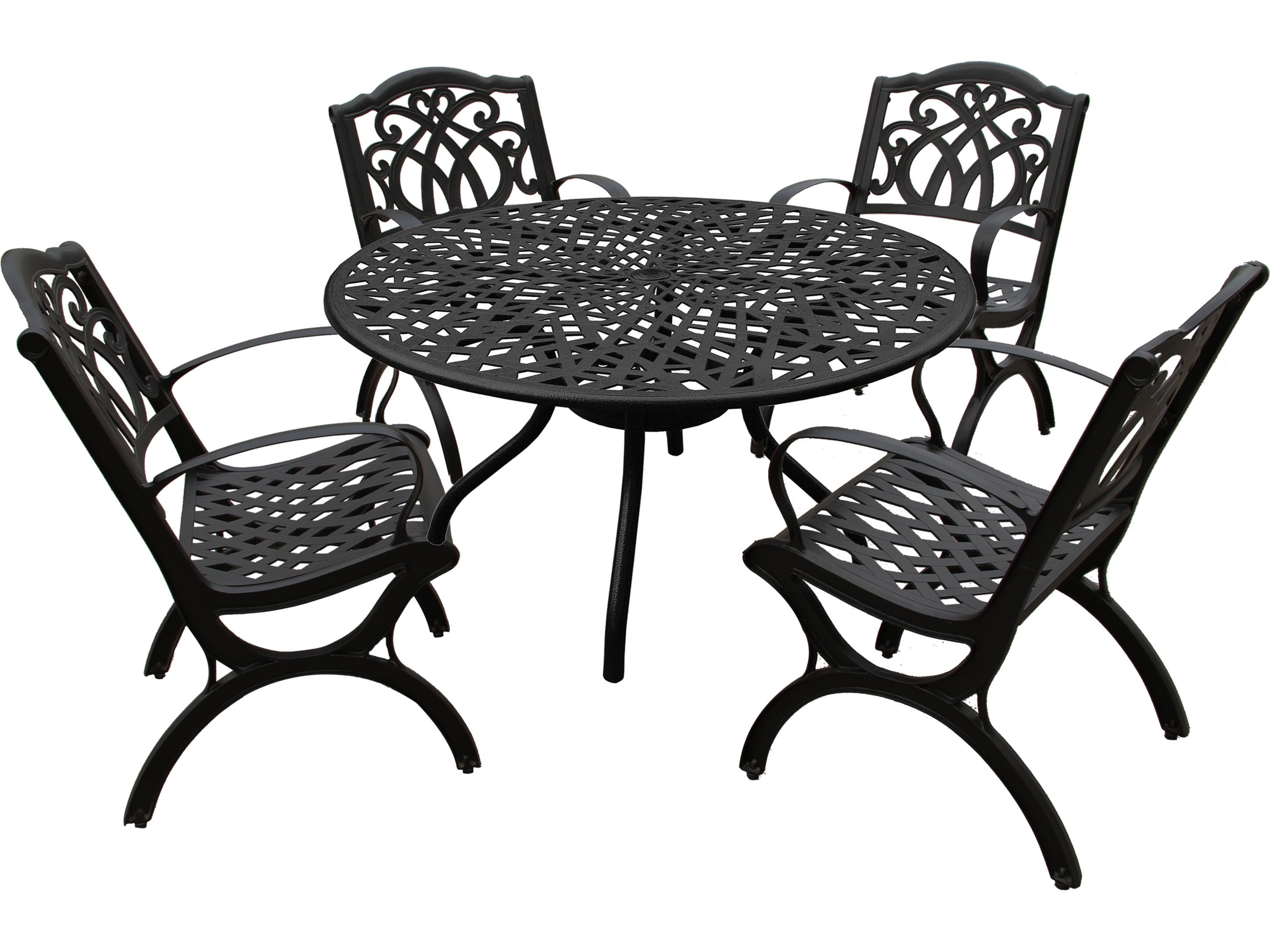 Oakland Living Modern Aluminum 48'' Black Round Patio Dining Set with Four Chairs