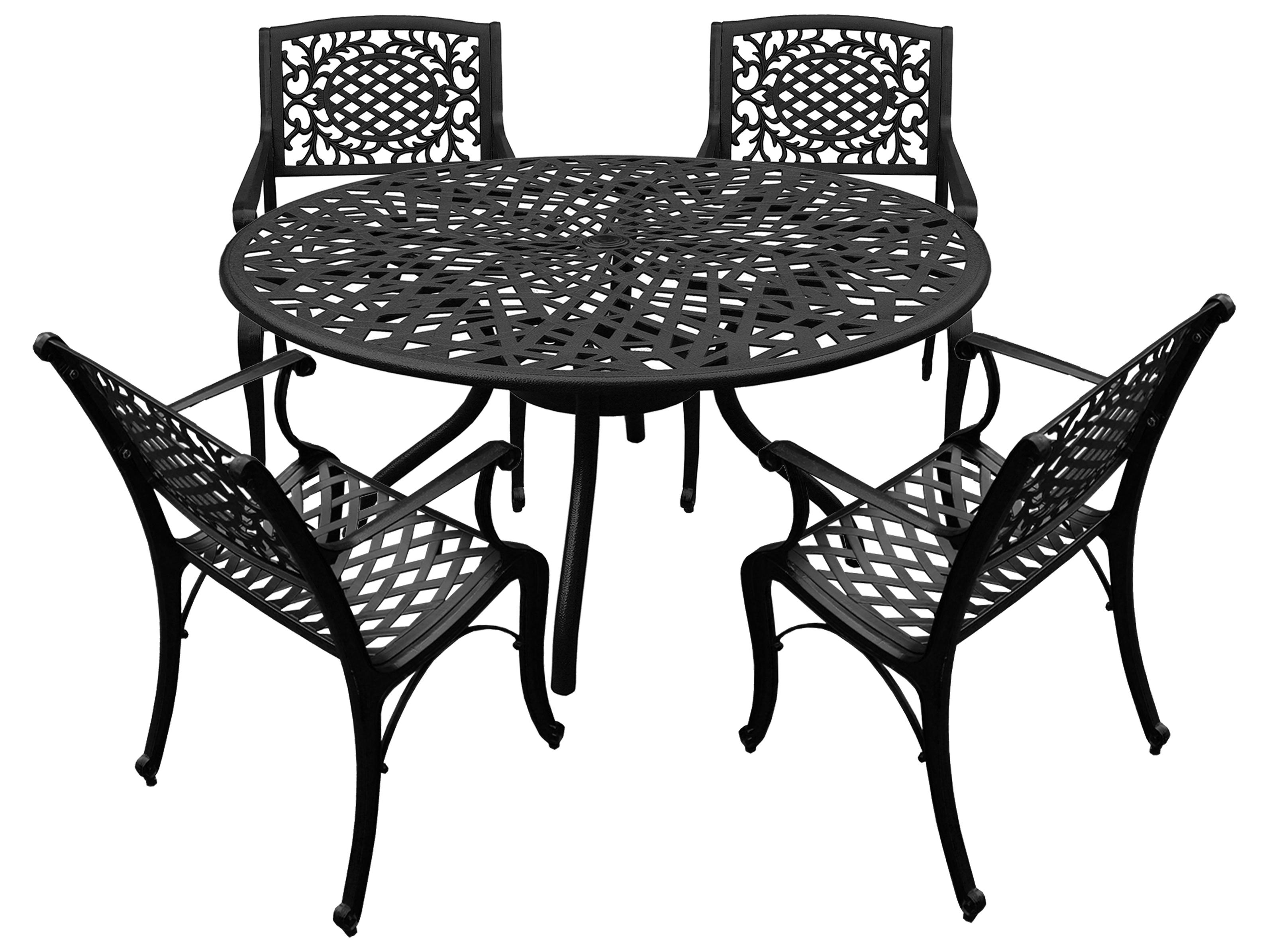 Oakland Living Modern Aluminum 48'' Black Round Patio Dining Set with Four Chairs