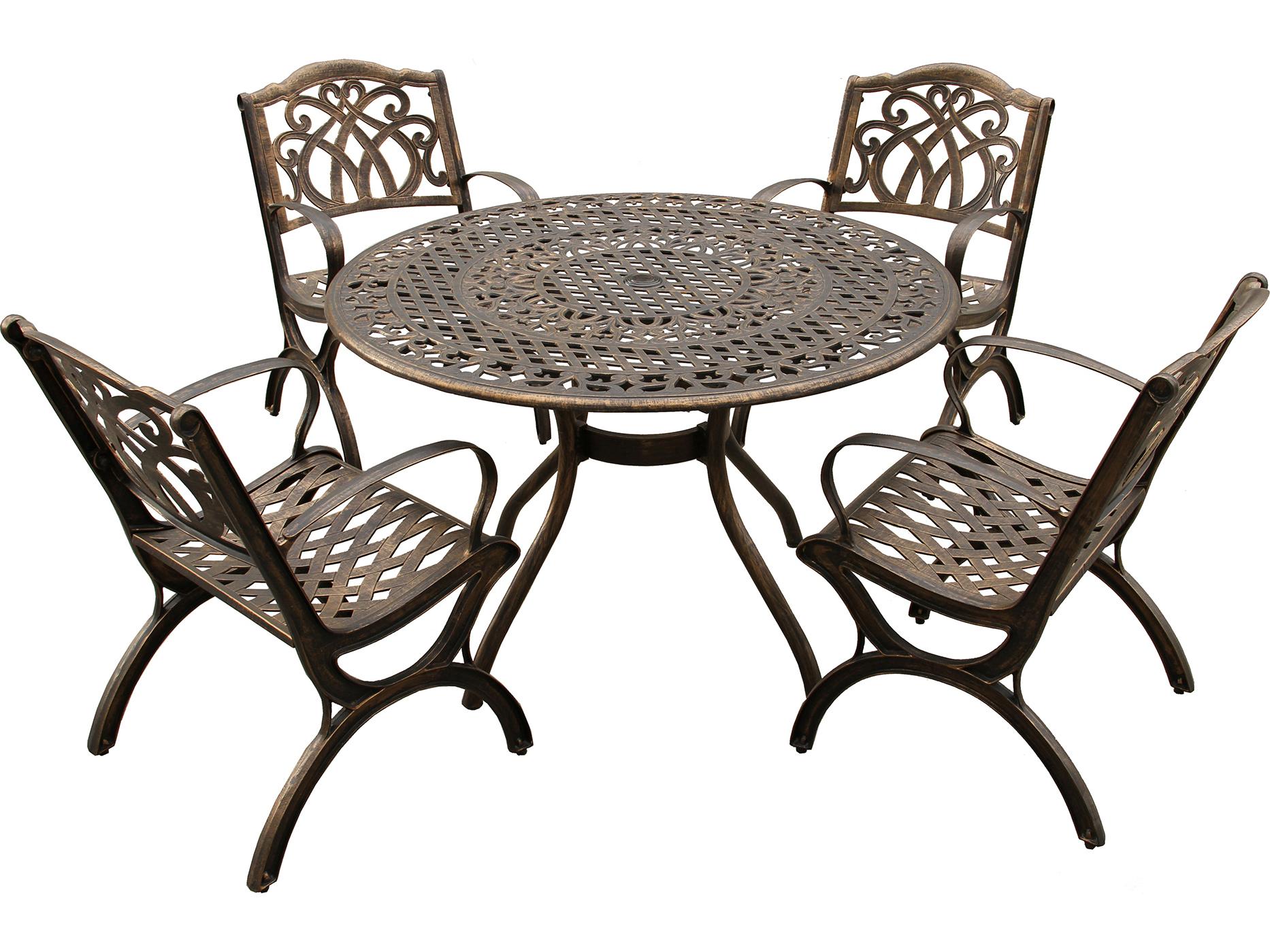 Oakland Living Modern Aluminum 48'' Bronze Round Outdoor Dining Set with Four Chairs