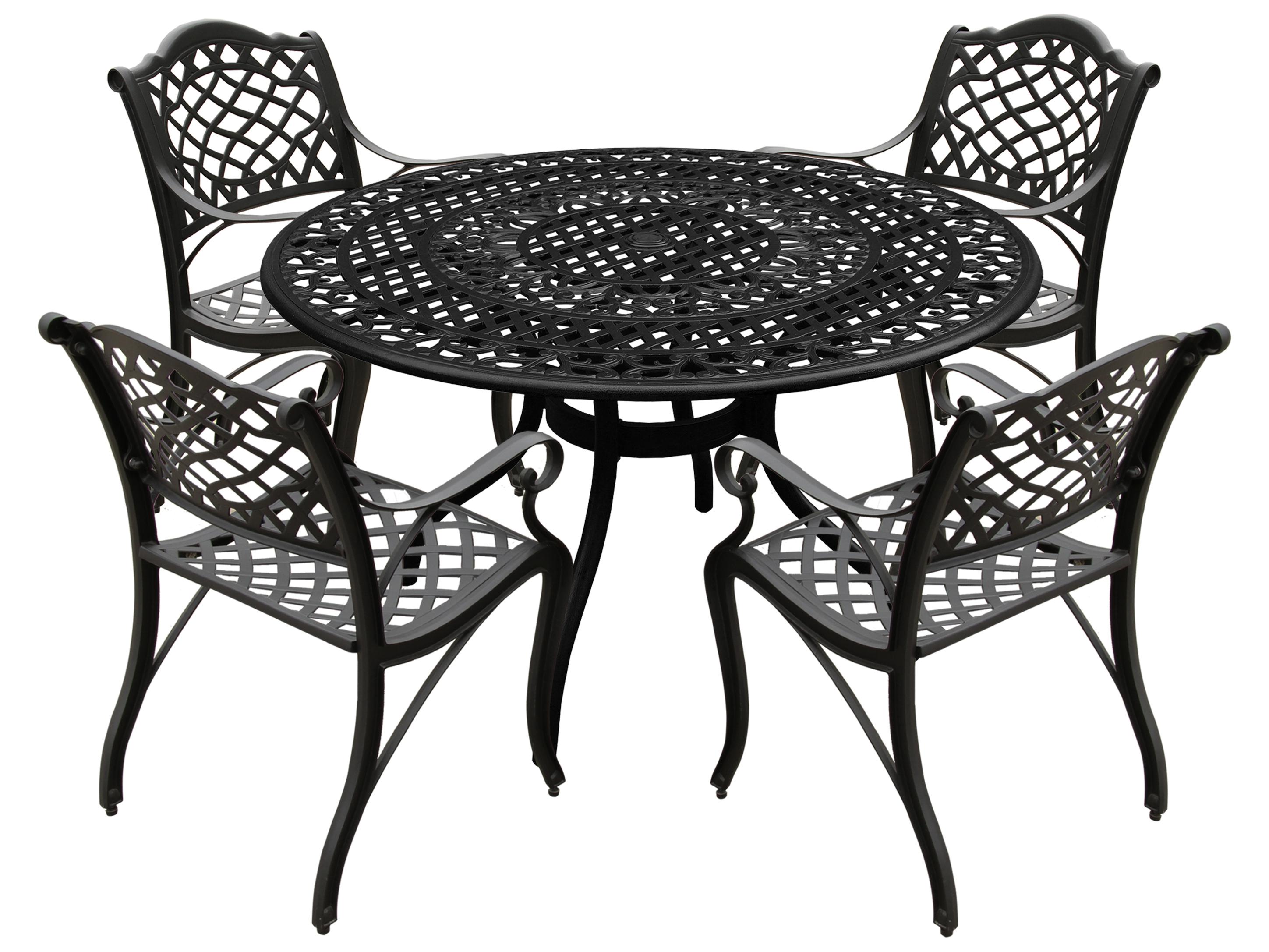 Oakland Living Modern Aluminum 48'' Black Round Patio Dining Set with Four Chairs