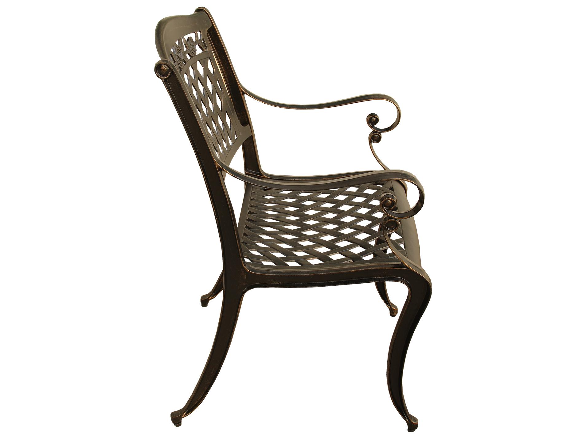 Oakland Living Rose Lattice Aluminum 48 inch Bronze Round Outdoor Dining Set with Four Chairs