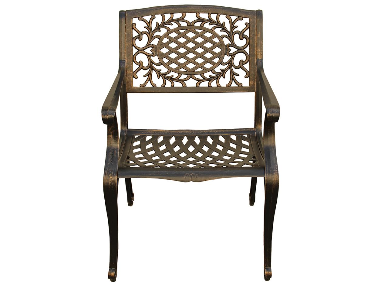 Oakland Living Lattice Aluminum 48 inch Bronze Round Patio Dining Set with Four Chairs