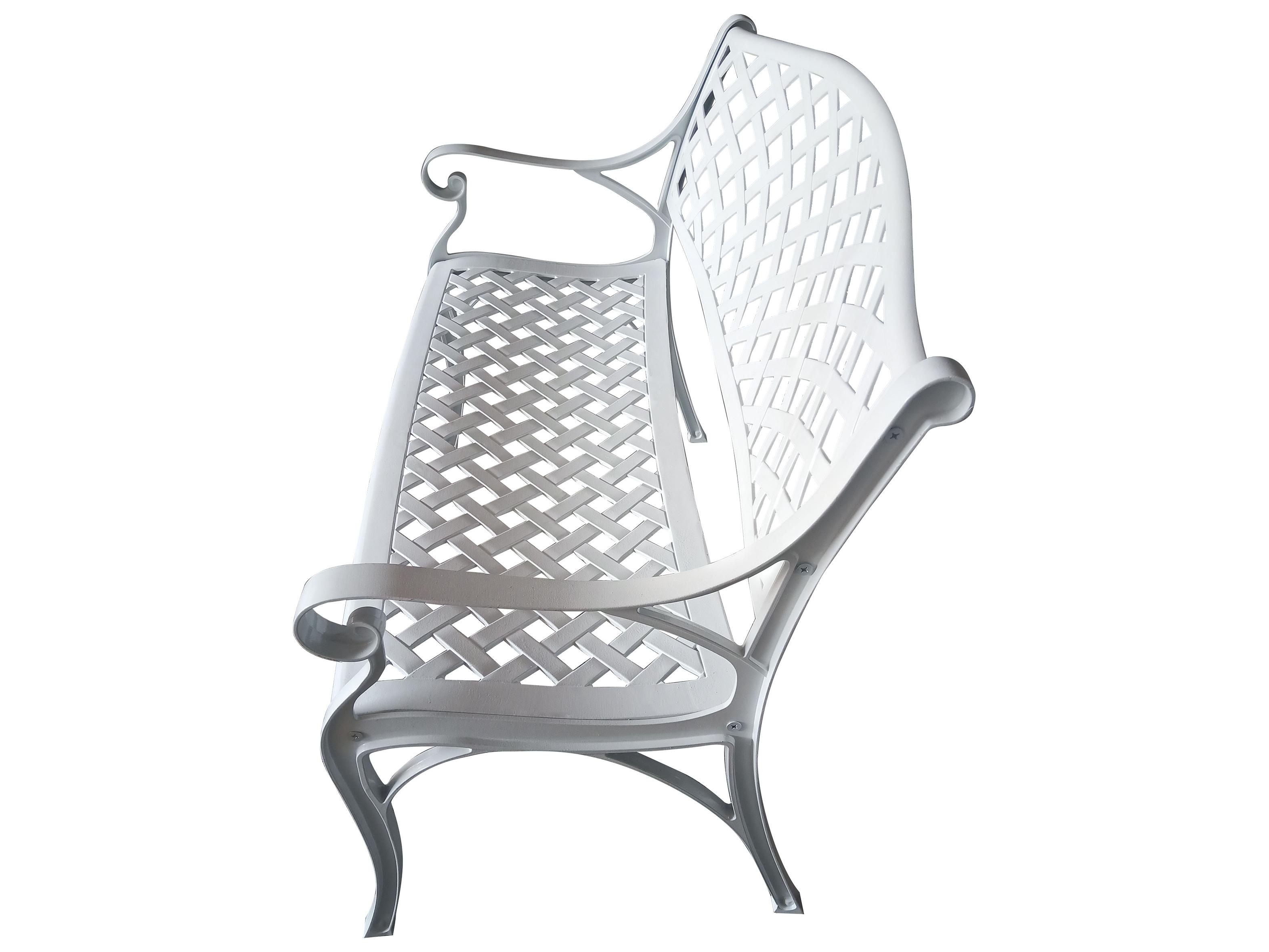 Oakland Living Aluminum Modern White Patio Bench Loveseat