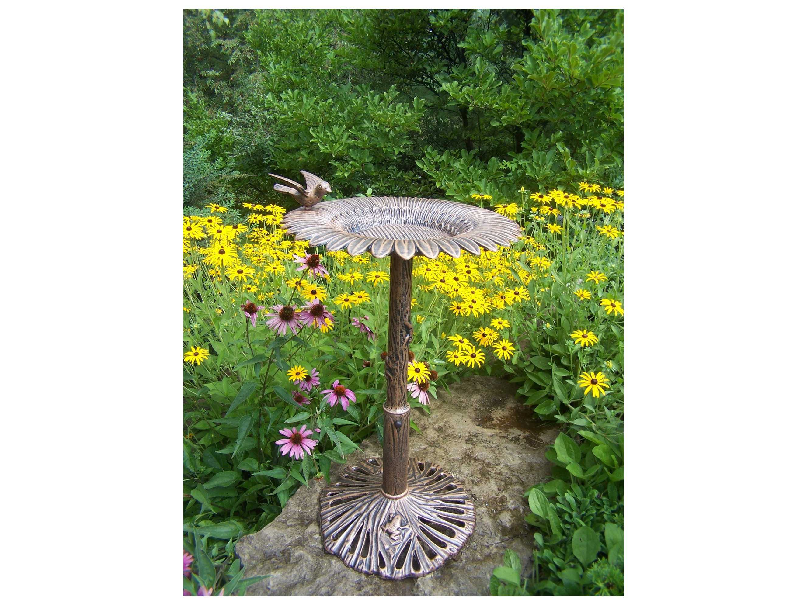 Oakland Living Sunflower Cast Aluminum Bird Bath