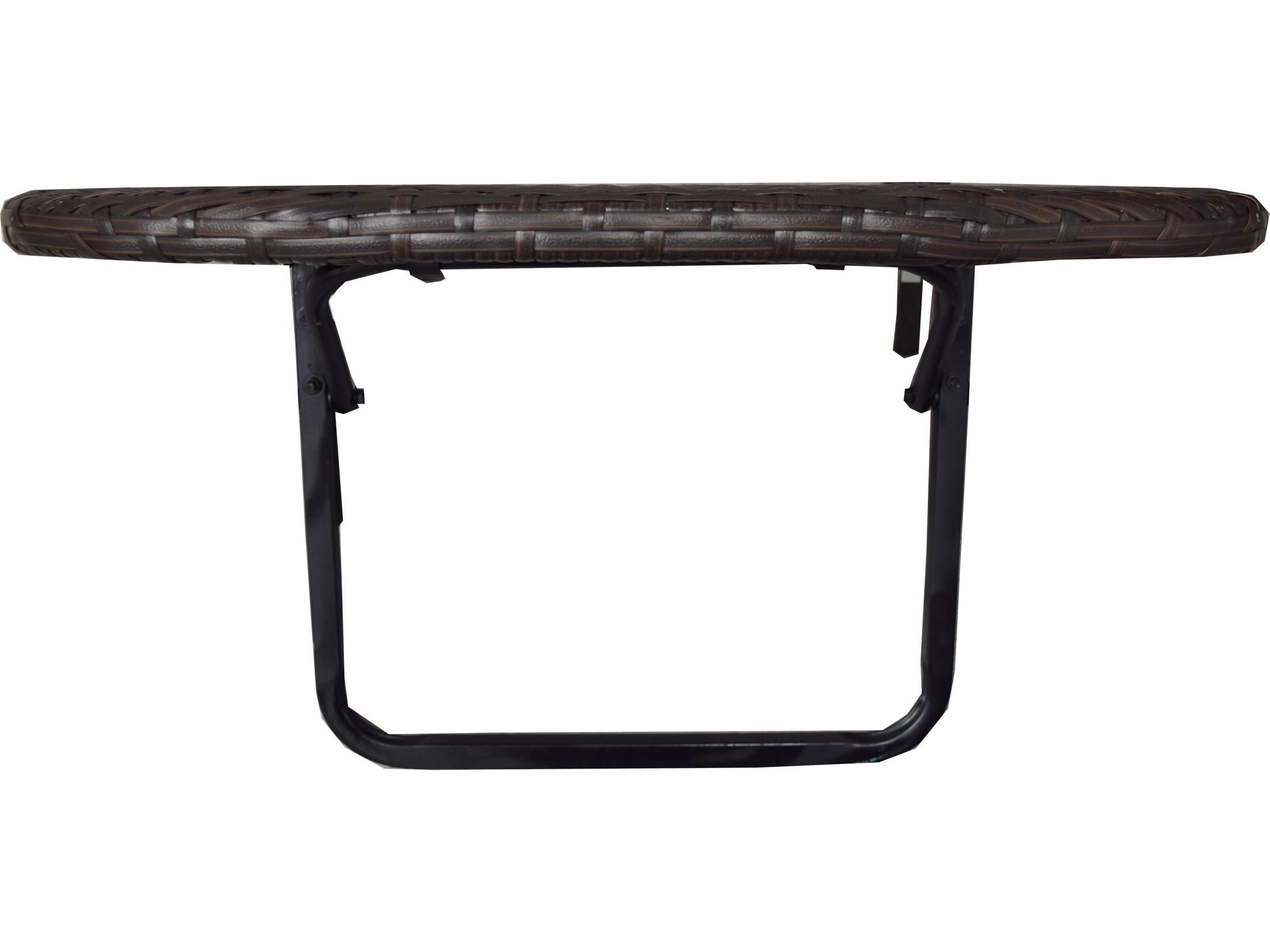 Oakland Living Brown Indoor and Foldable Wicker Balcony Table with Frame and Adjustable Clamps