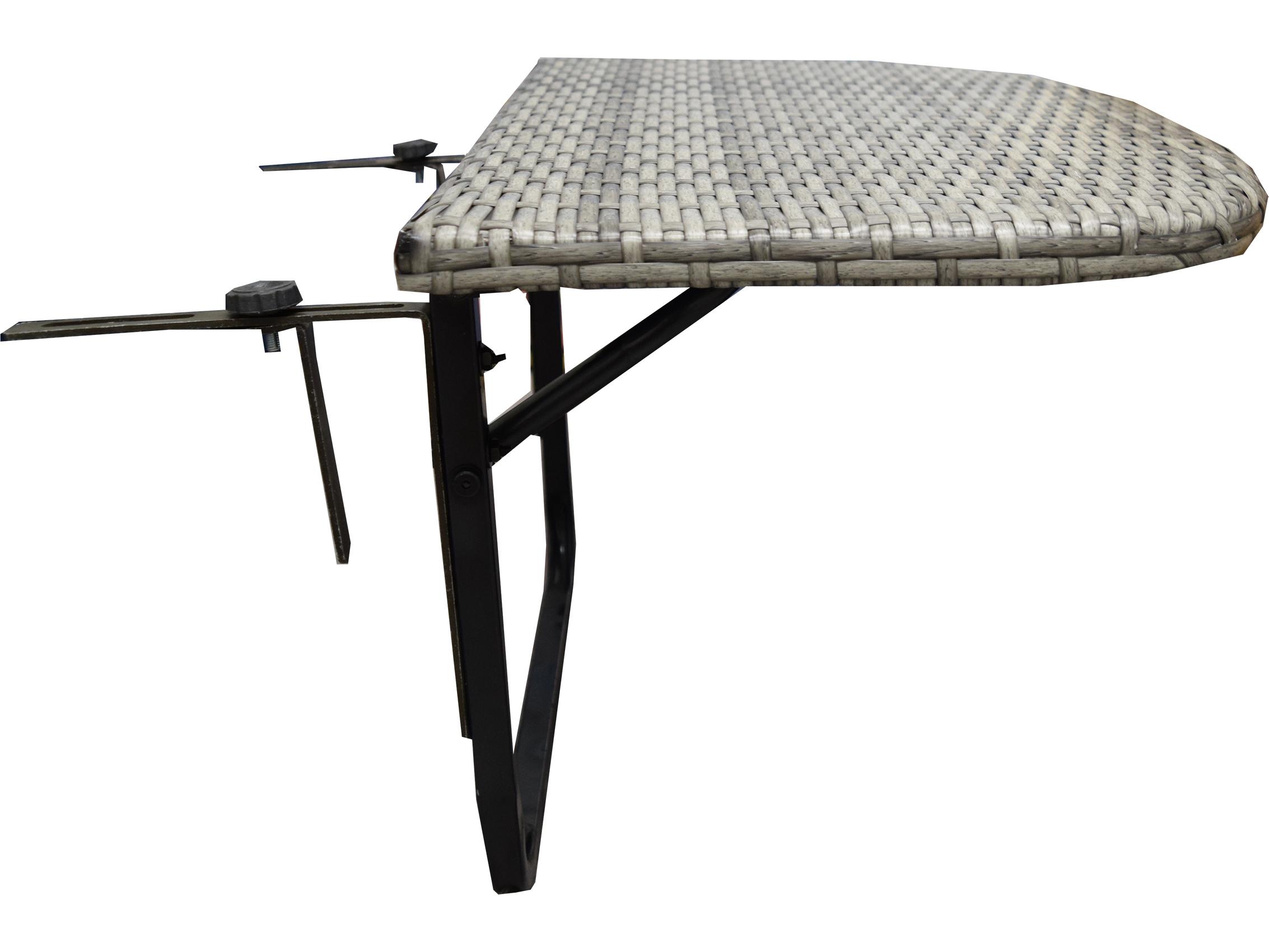 Oakland Living Grey Indoor and Foldable Wicker Balcony Table with Frame and Adjustable Clamps