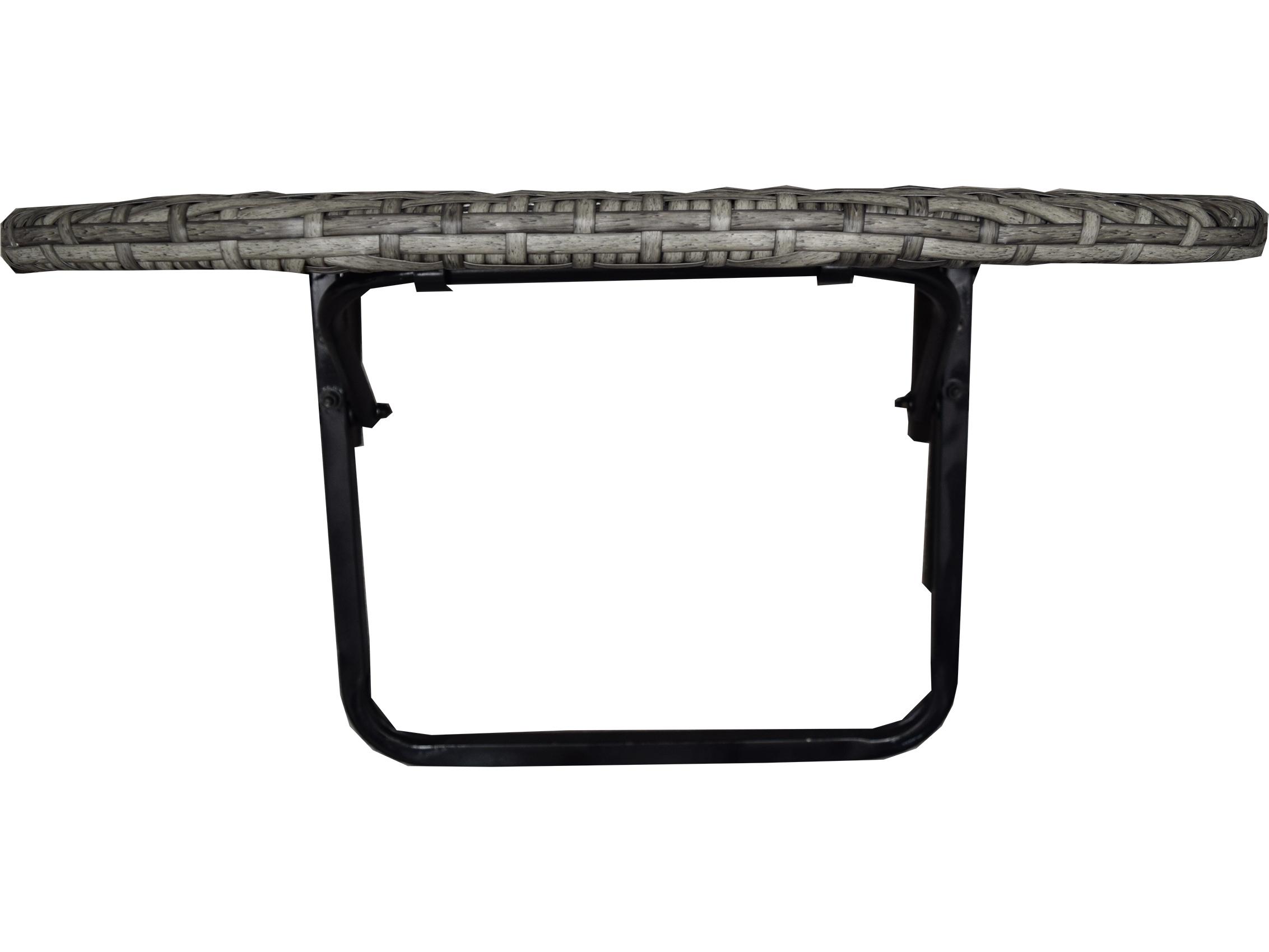 Oakland Living Grey Indoor and Foldable Wicker Balcony Table with Frame and Adjustable Clamps