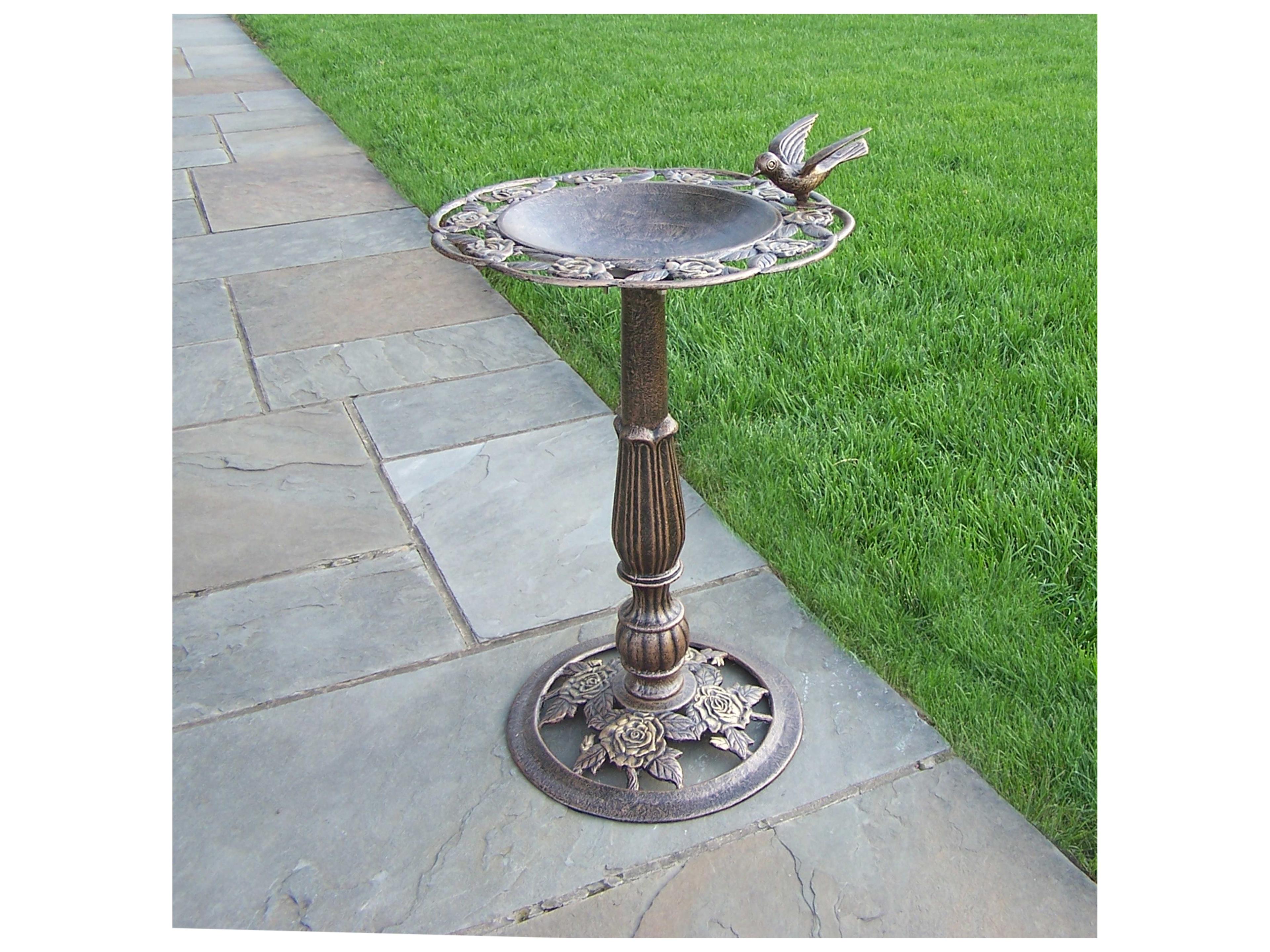 Oakland Living Tea Rose Cast Aluminum Bird Bath in Antique Bronze