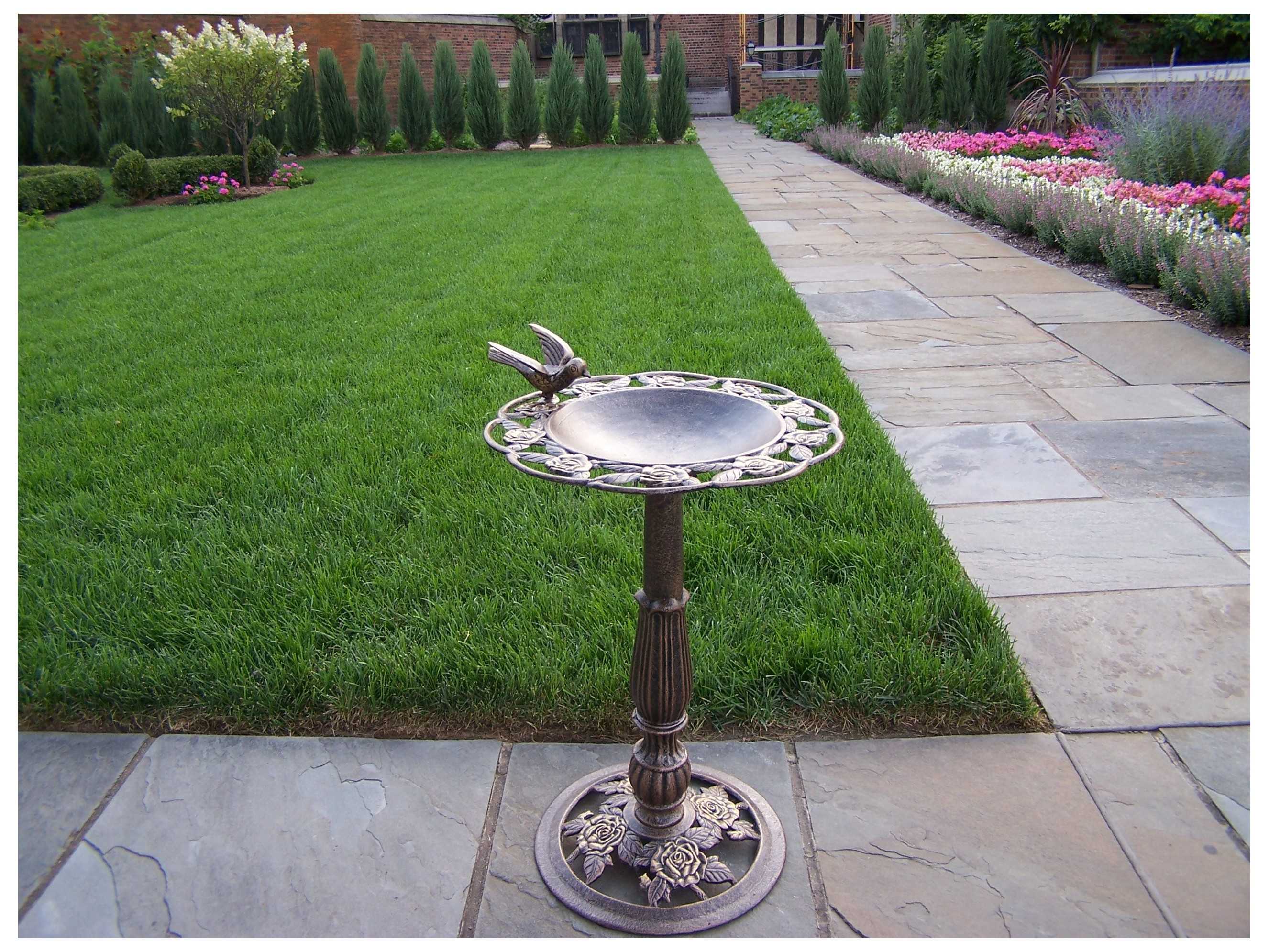 Oakland Living Tea Rose Cast Aluminum Bird Bath in Antique Bronze