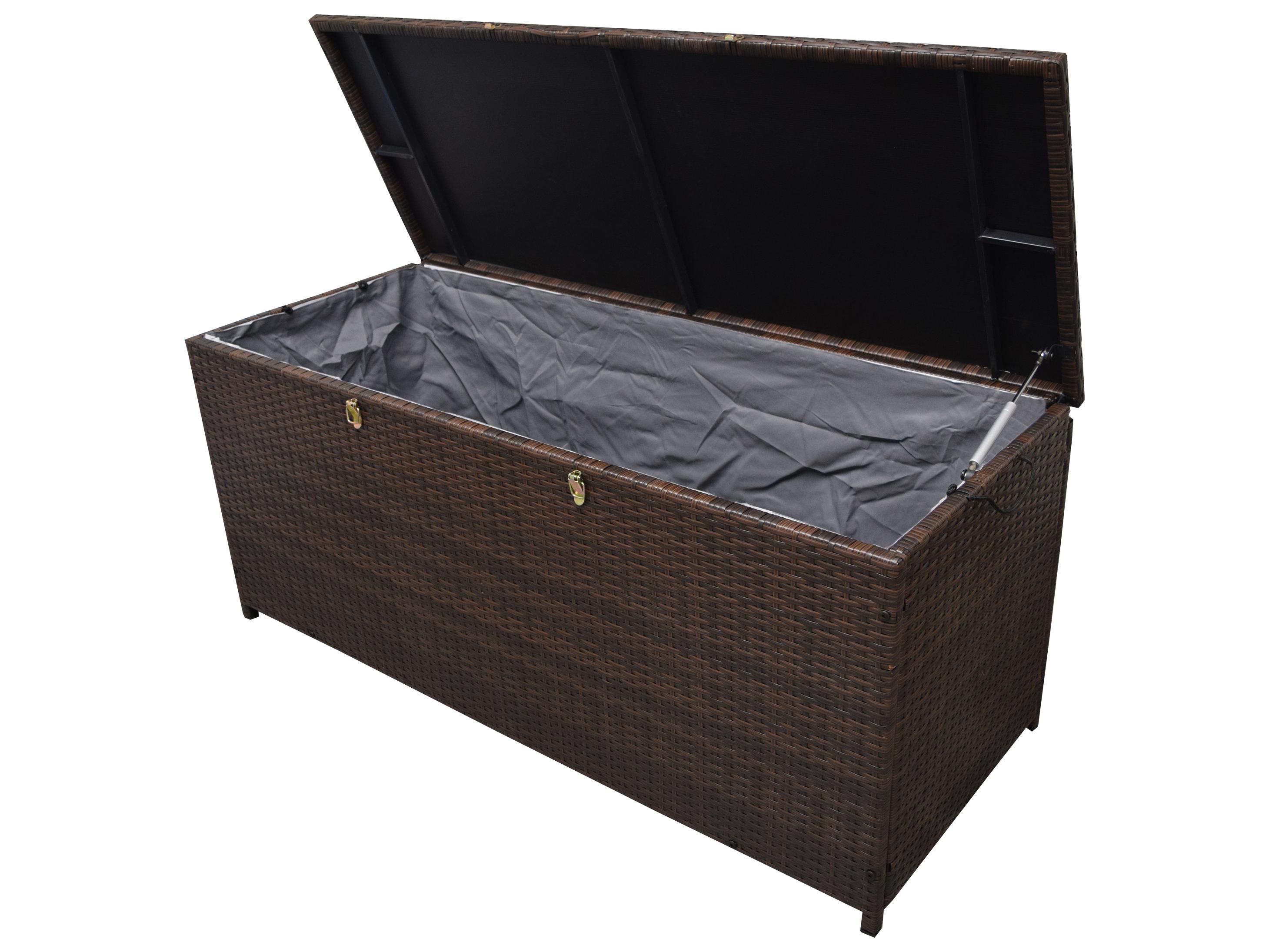 Oakland Living Brown Indoor and Balcony Deck Porch Pool 113 Gallon Wicker Storage Box Trunk Bin with Frame