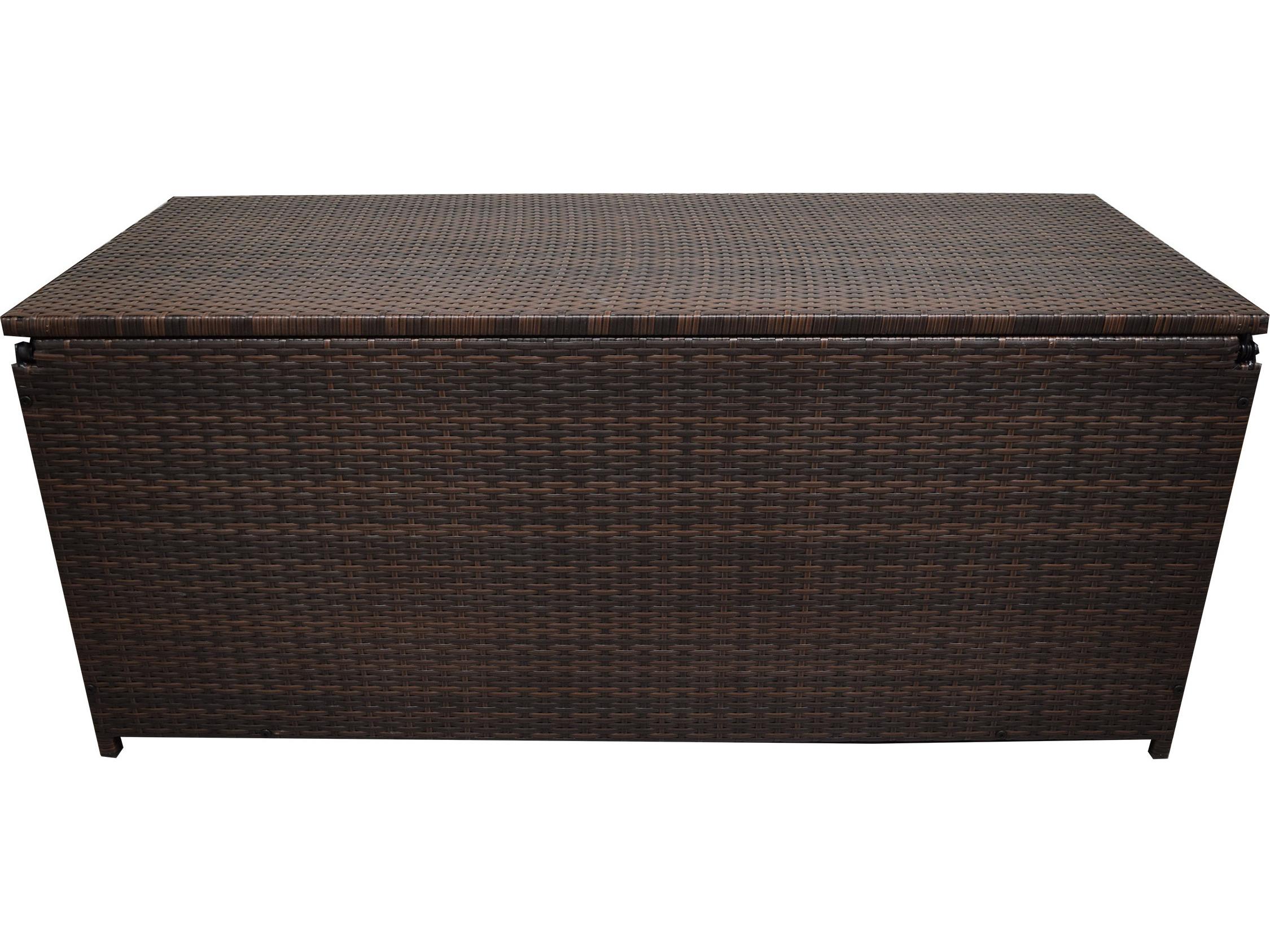 Oakland Living Brown Indoor and Balcony Deck Porch Pool 113 Gallon Wicker Storage Box Trunk Bin with Frame