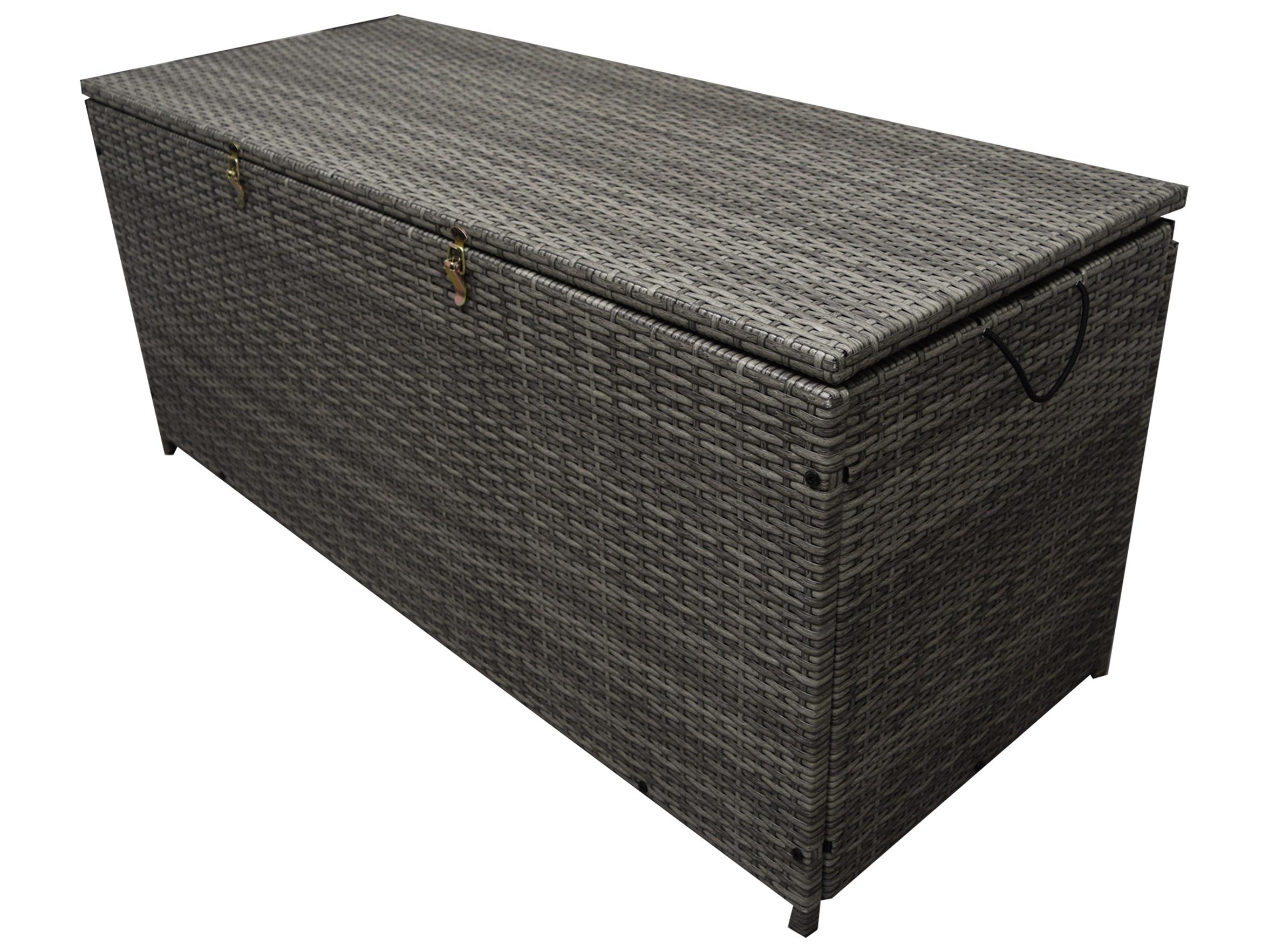 Oakland Living Grey Indoor and Balcony Deck Porch Pool 113 Gallon Wicker Storage Box Trunk Bin with Frame