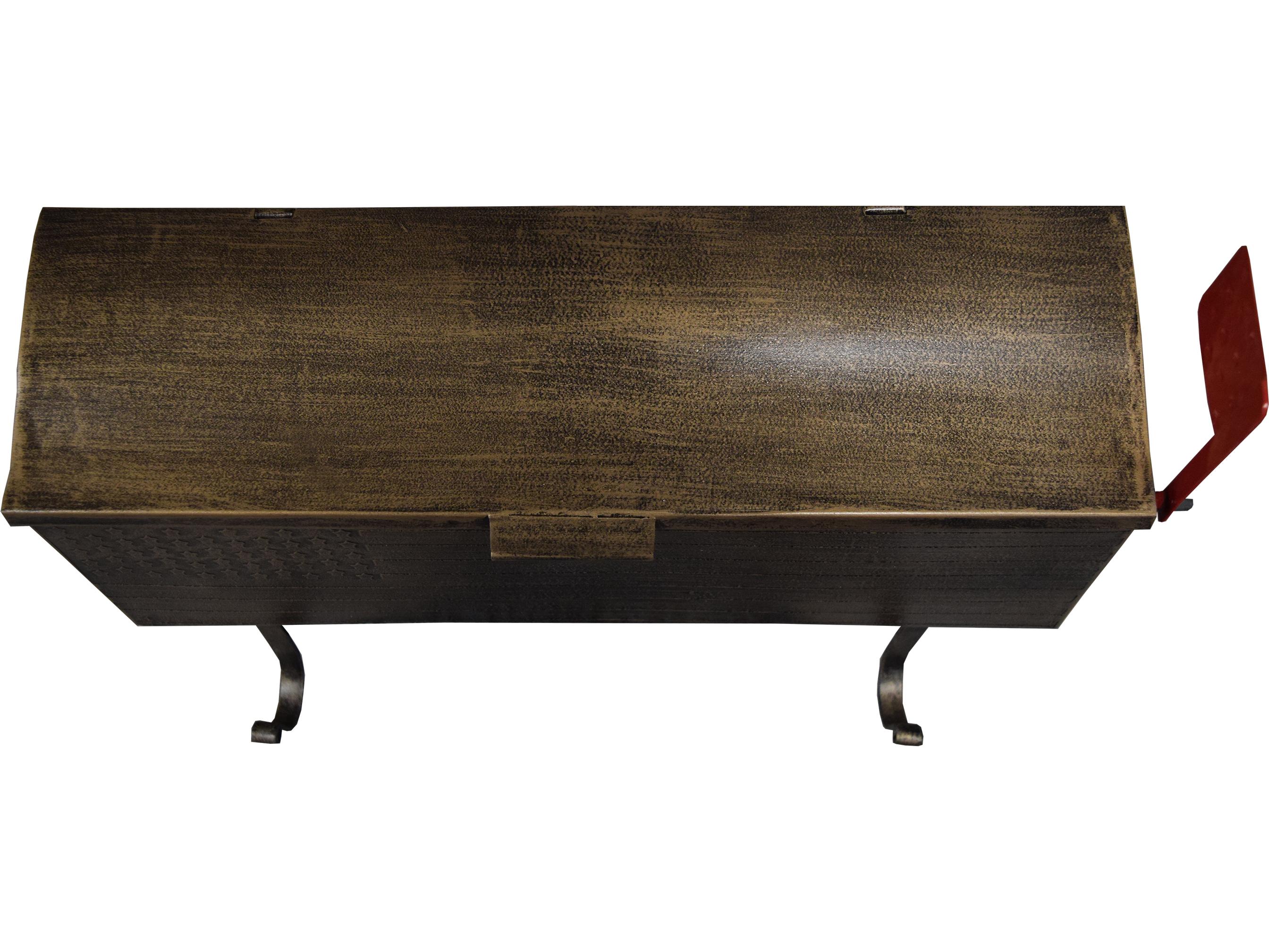 Oakland Living Antique Bronze Patriotic Wall Mounted Mailbox with Outgoing Mail Flag and Newspaper Hangers