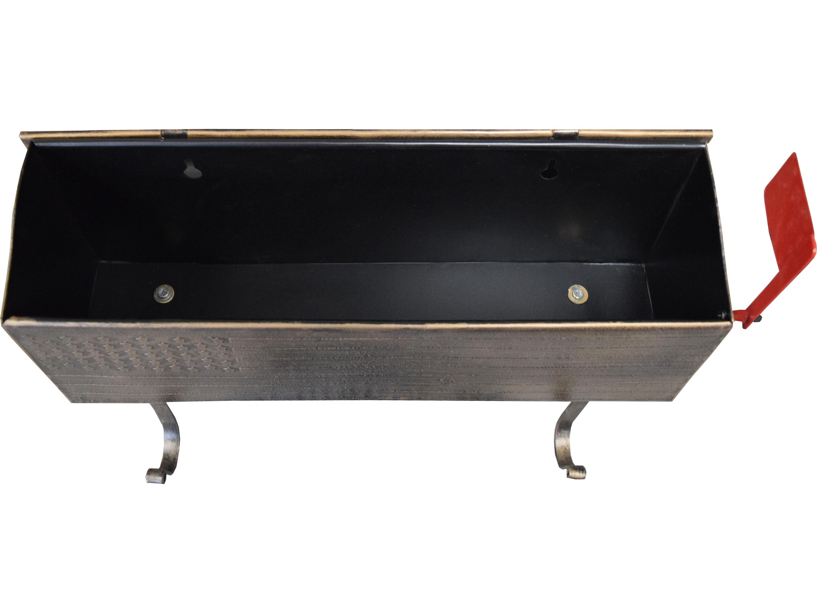 Oakland Living Antique Bronze Patriotic Wall Mounted Mailbox with Outgoing Mail Flag and Newspaper Hangers