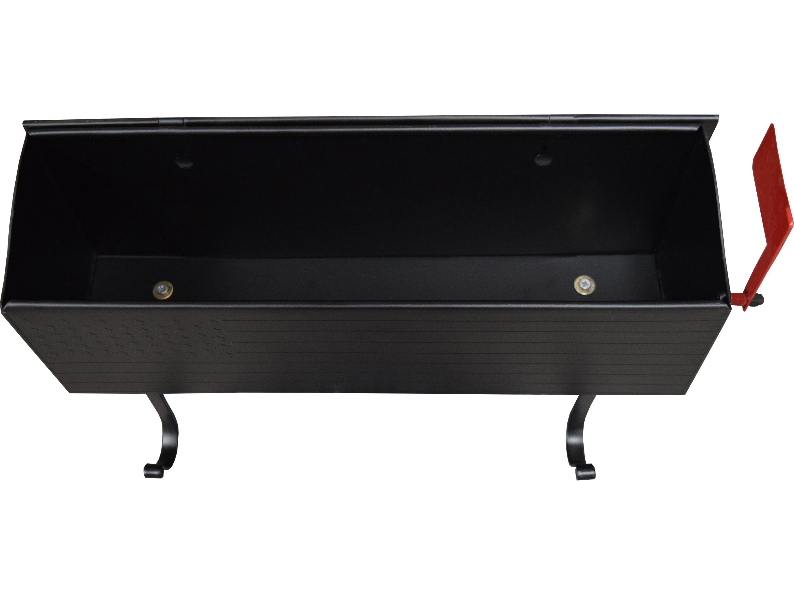 Oakland Living Black Patriotic Wall Mounted Mailbox with Outgoing Mail Flag and Newspaper Hangers