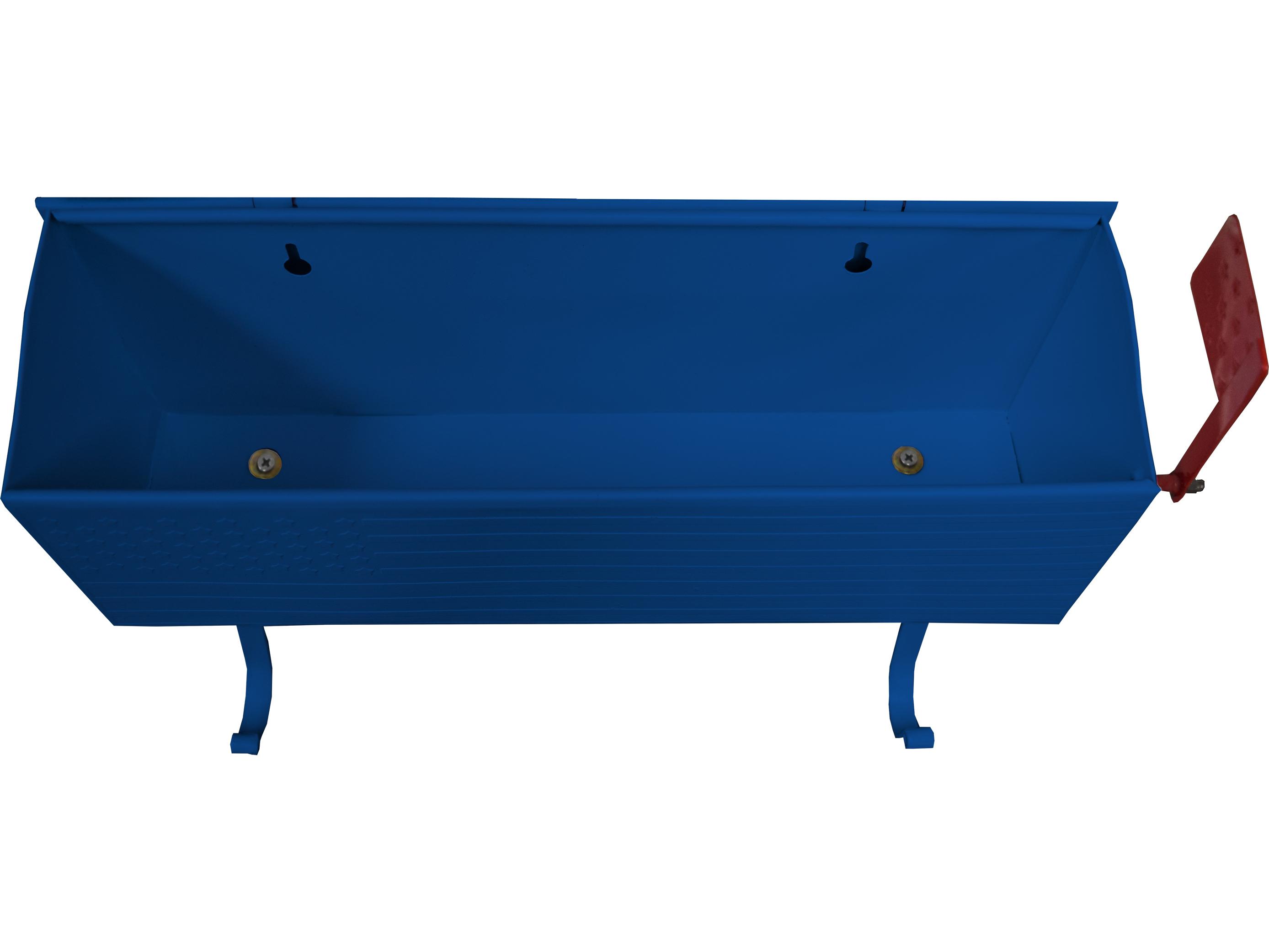 Oakland Living Blue Patriotic Wall Mounted Mailbox with Outgoing Mail Flag and Newspaper Hangers