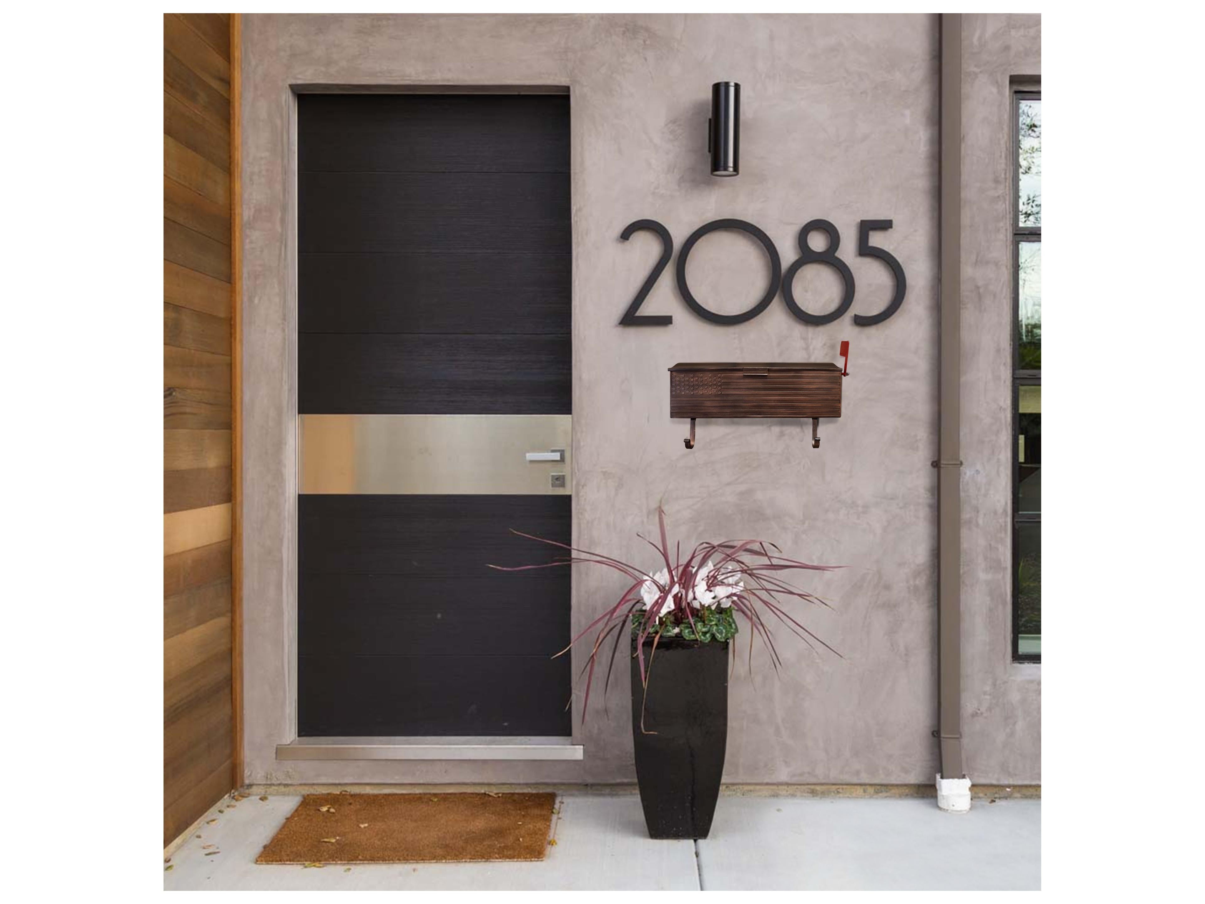 Oakland Living Copper Patriotic Wall Mounted Mailbox with Outgoing Mail Flag and Newspaper Hangers