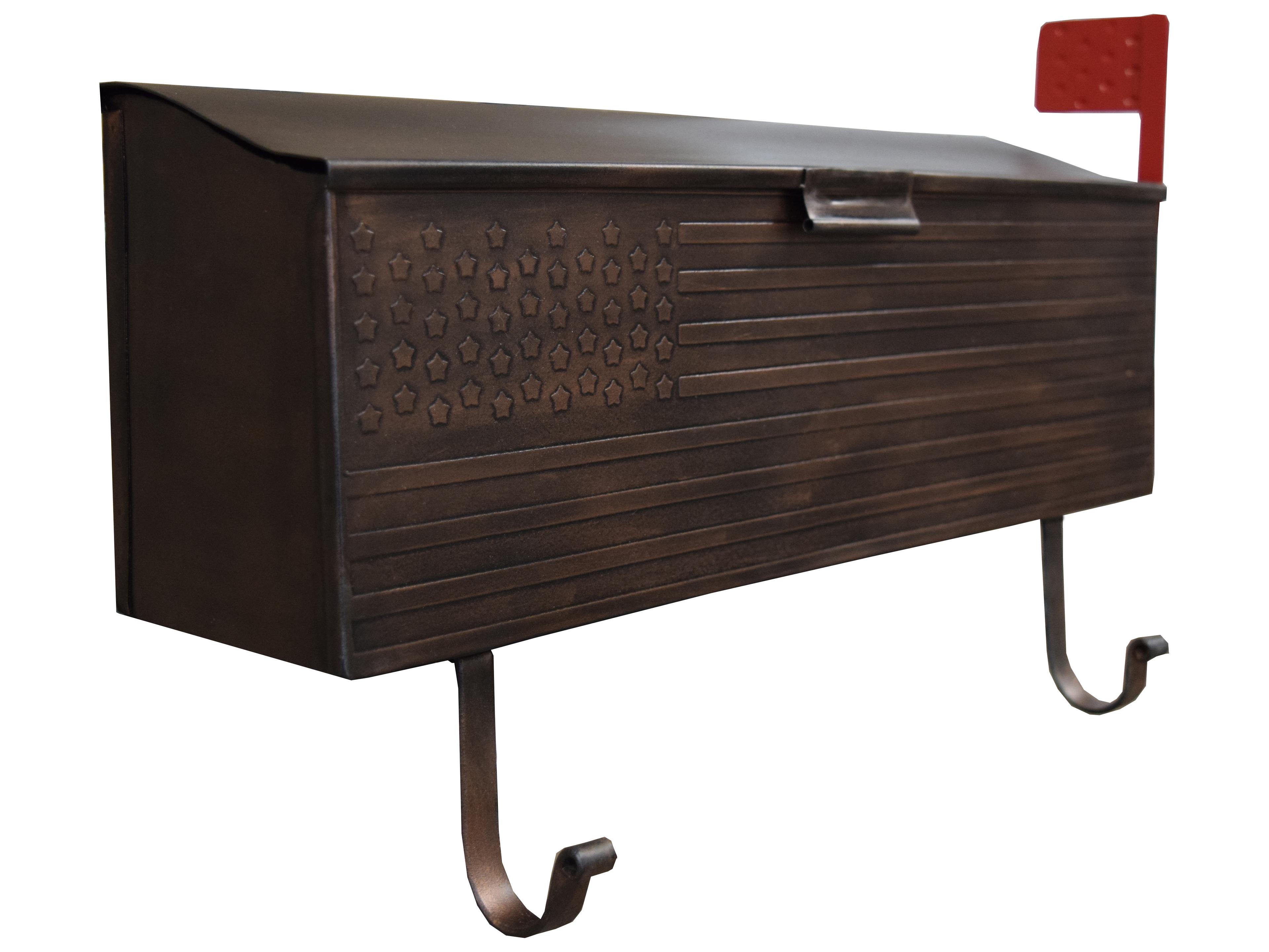 Oakland Living Copper Patriotic Wall Mounted Mailbox with Outgoing Mail Flag and Newspaper Hangers