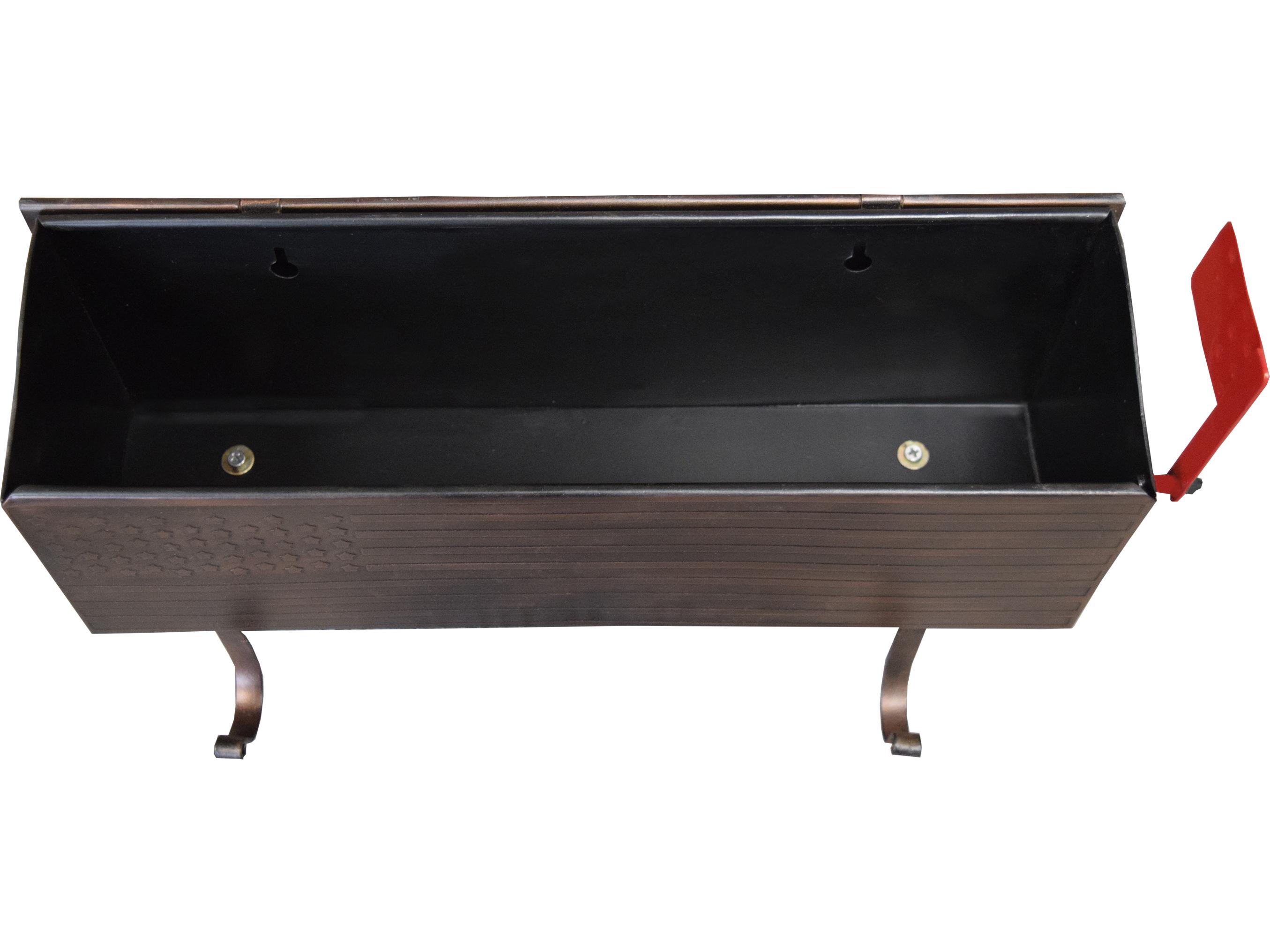 Oakland Living Copper Patriotic Wall Mounted Mailbox with Outgoing Mail Flag and Newspaper Hangers