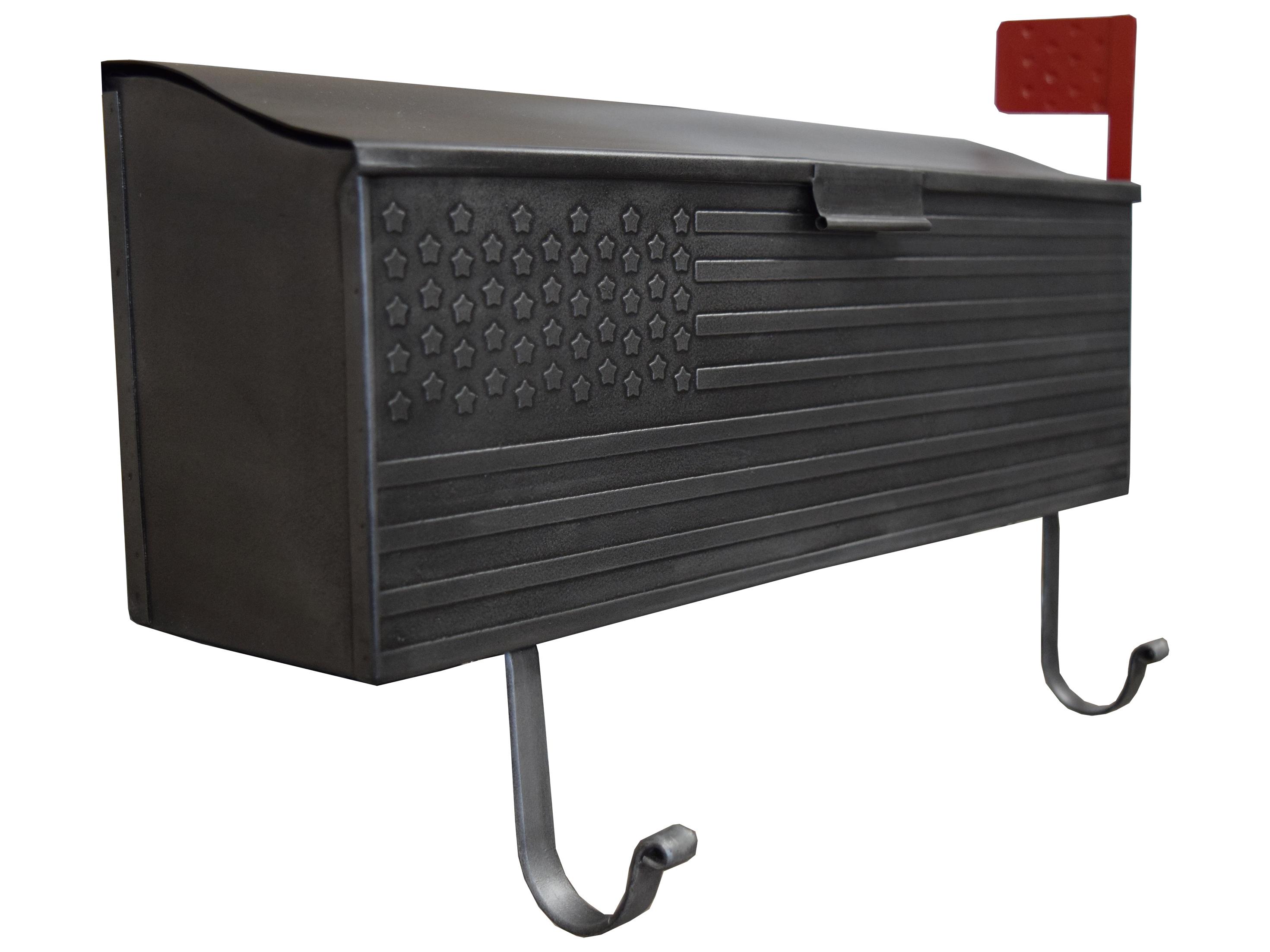 Oakland Living Silver Patriotic Wall Mounted Mailbox with Outgoing Mail Flag and Newspaper Hangers